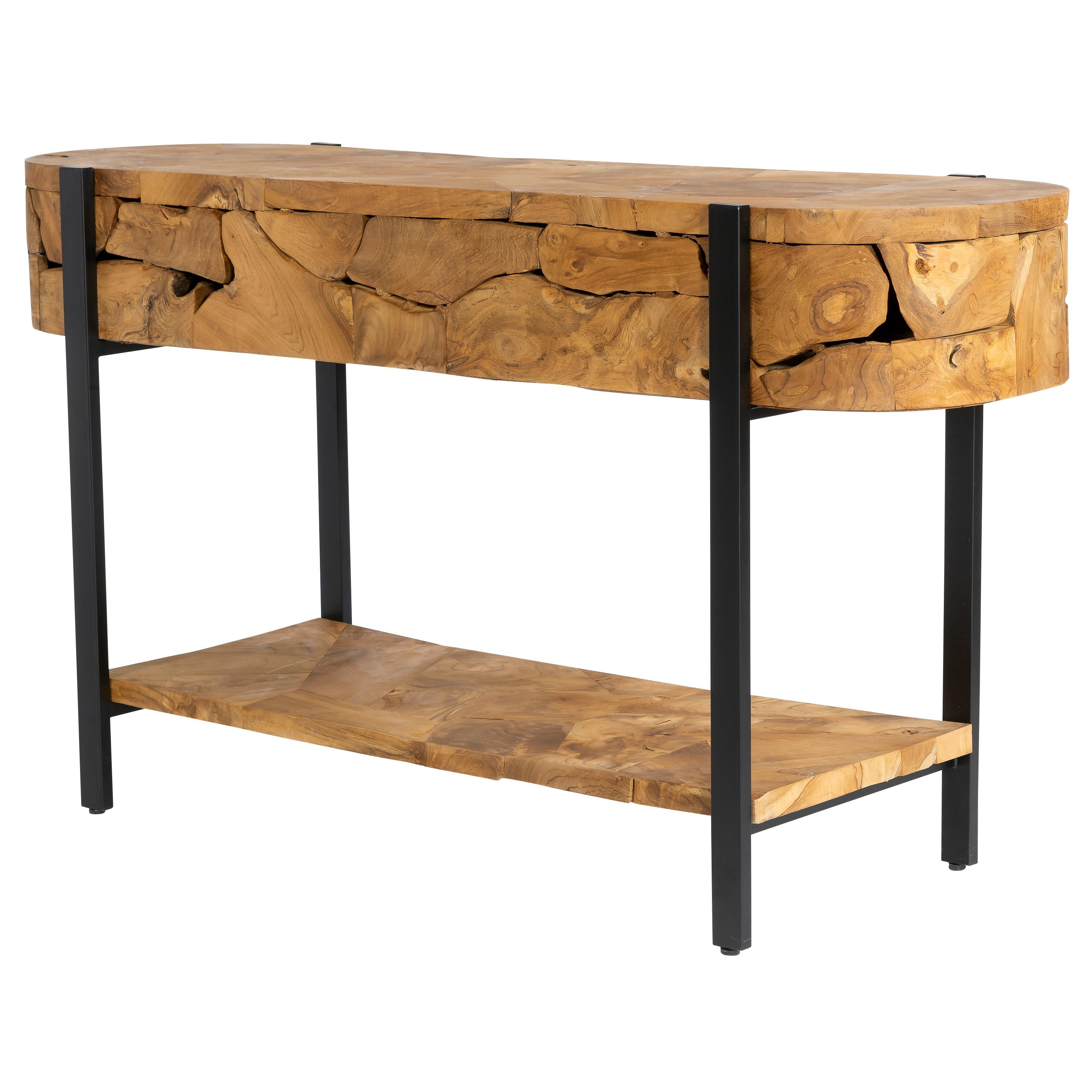 Konsol Teak / Siyah Metal Curve Form 140 cm x 44 cm x 77 cm