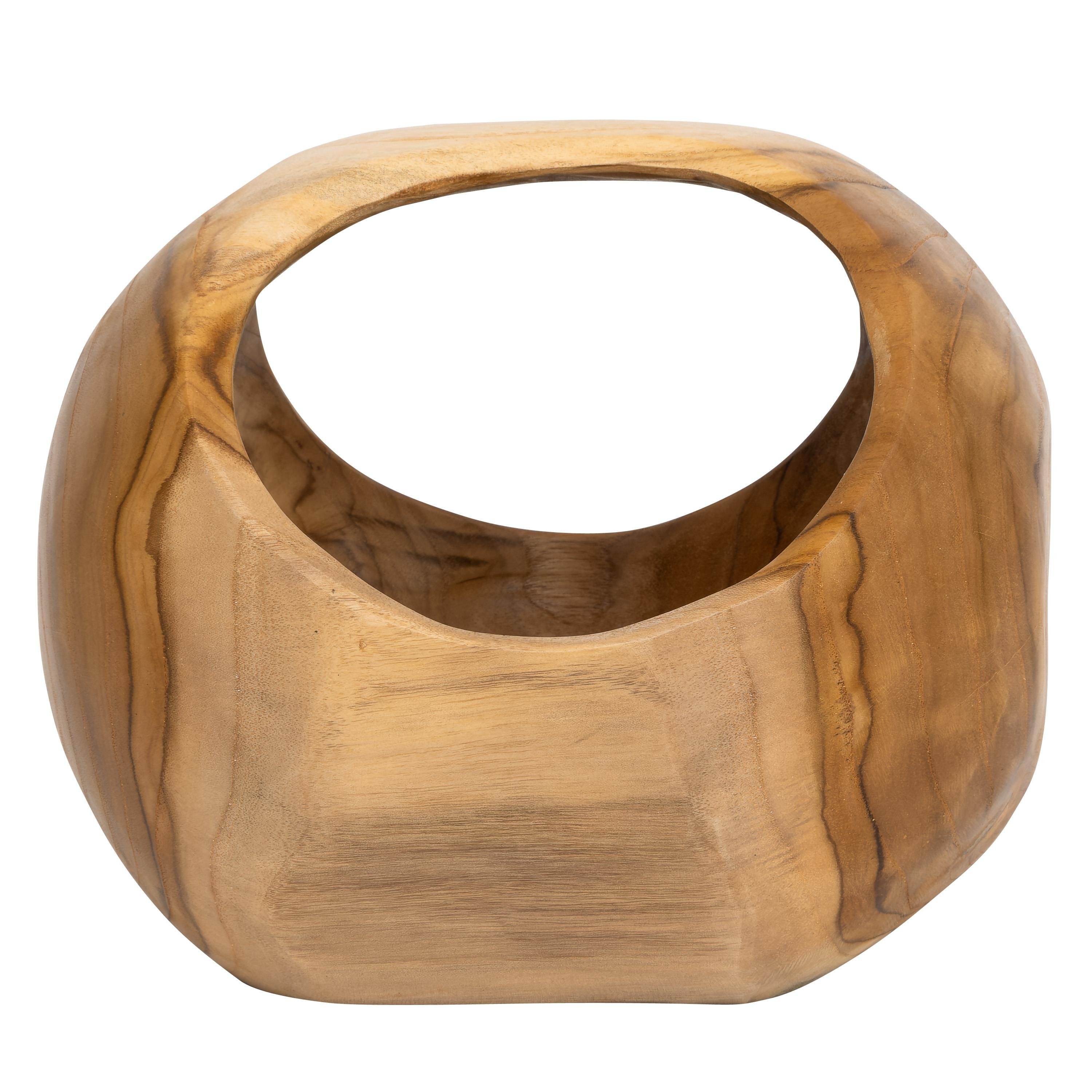 Kulplu Bowl Teak Yuvarlak Form  23 cm x 23 cm x18 cm
