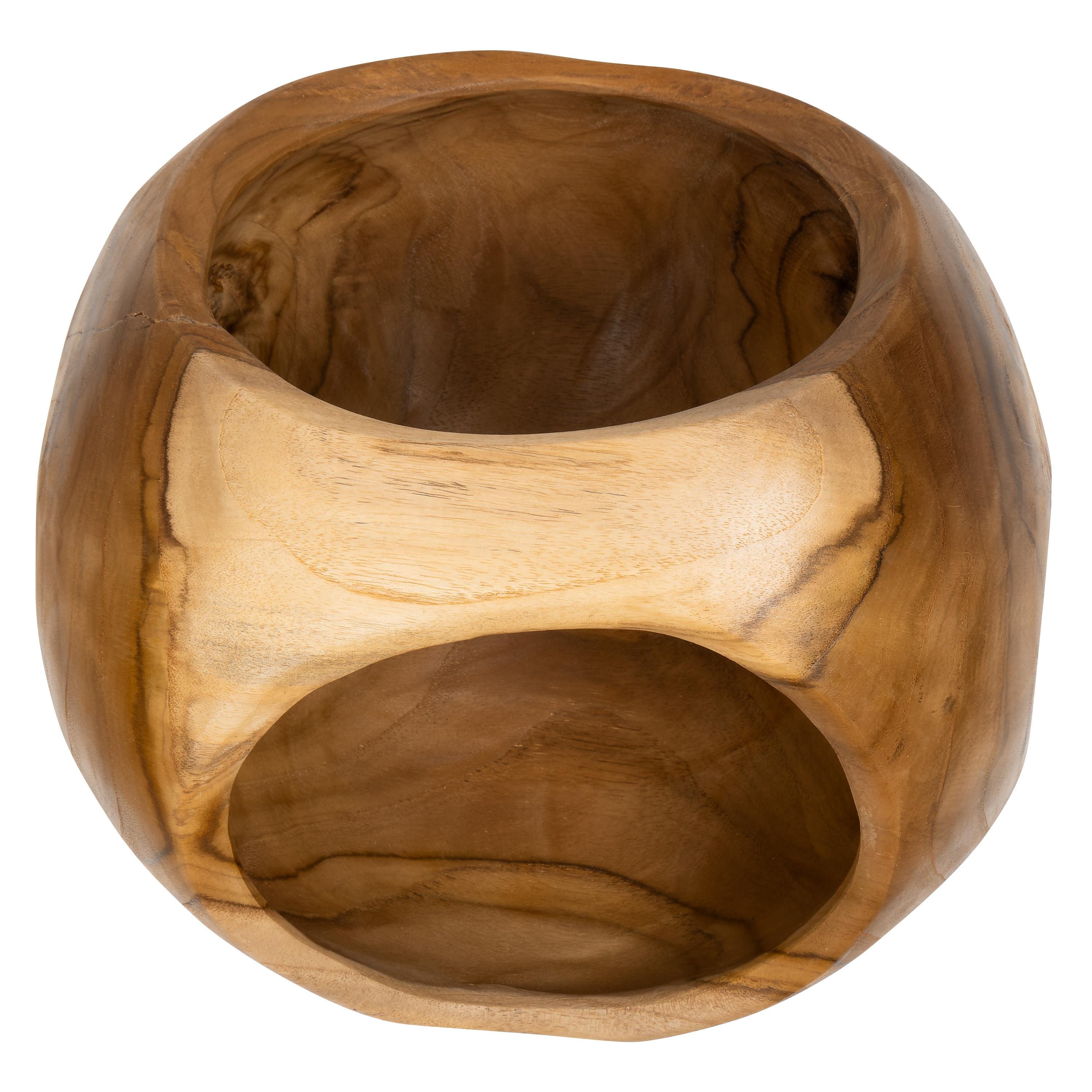 Kulplu Bowl Teak Yuvarlak Form  23 cm x 23 cm x18 cm