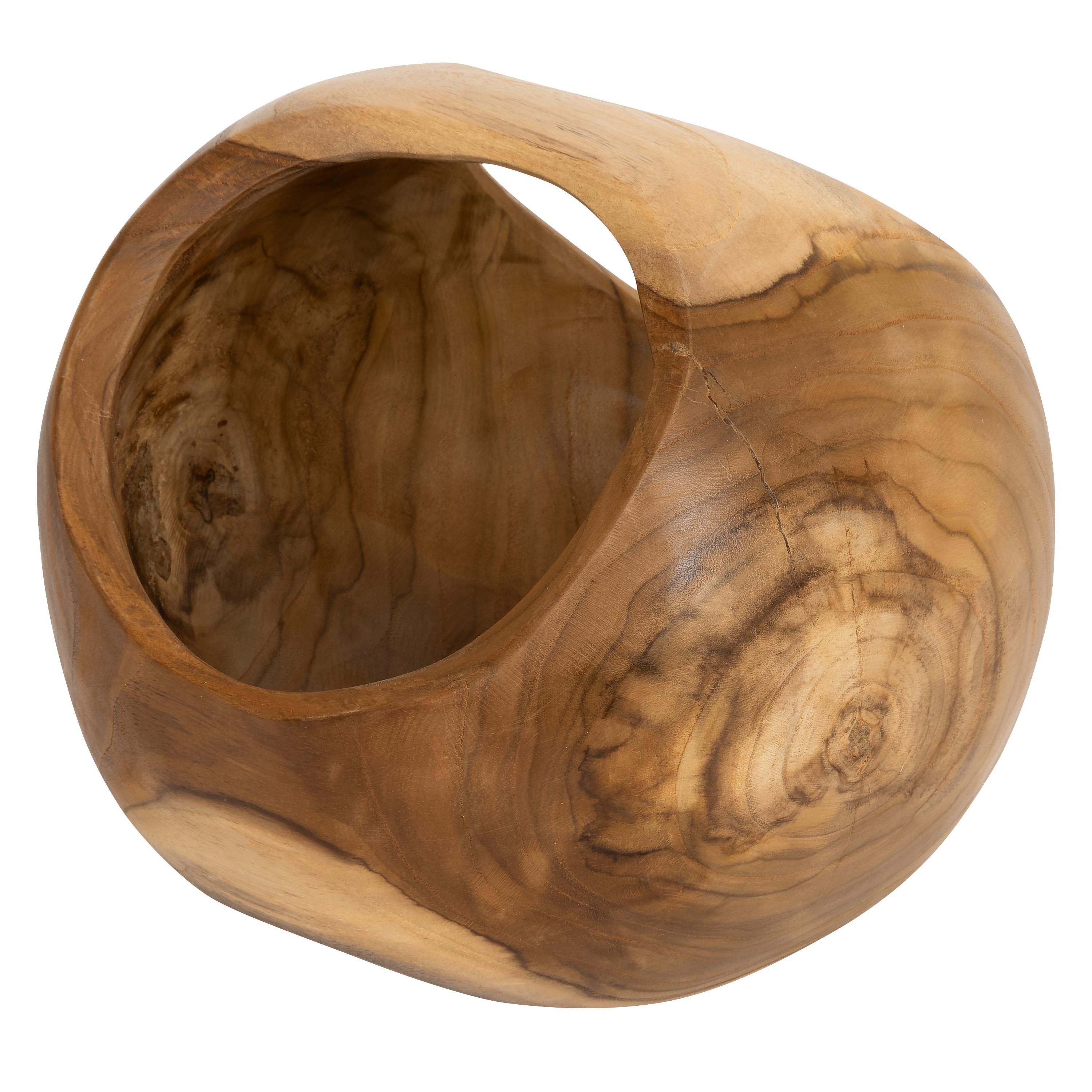 Kulplu Bowl Teak Yuvarlak Form  23 cm x 23 cm x18 cm