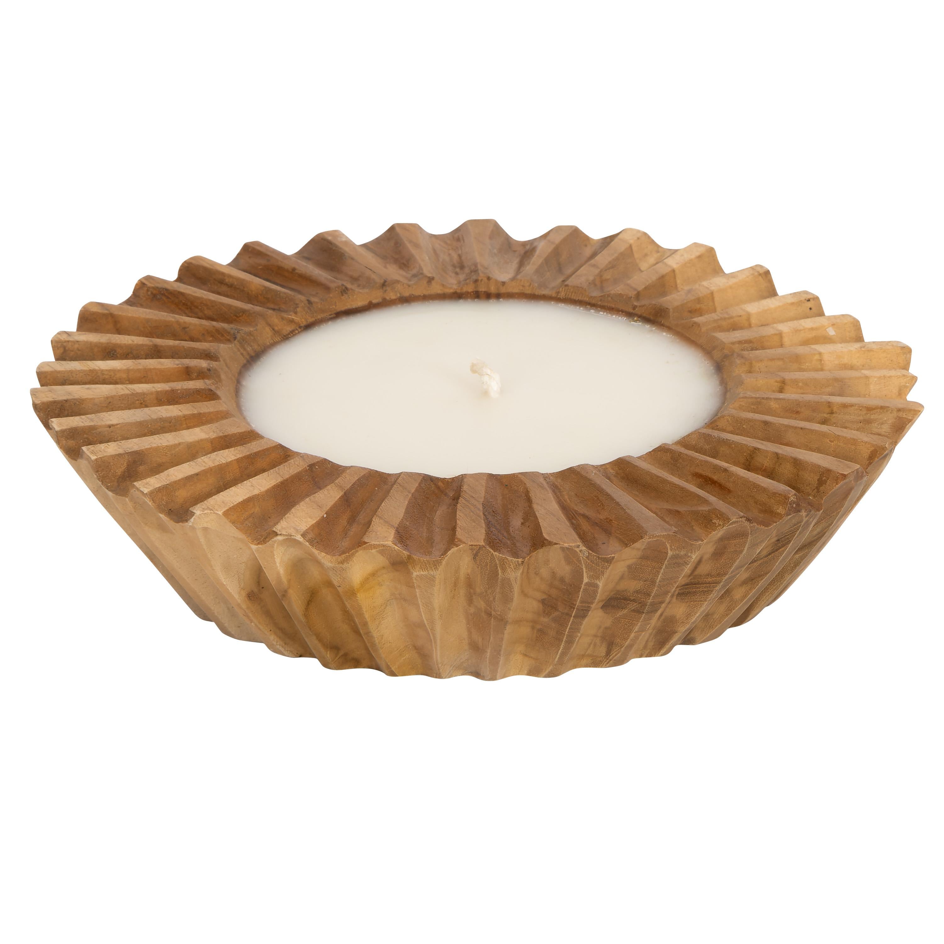 Mum Bowl Oymalı Teak  25 cm x 25 cm x 8 cm