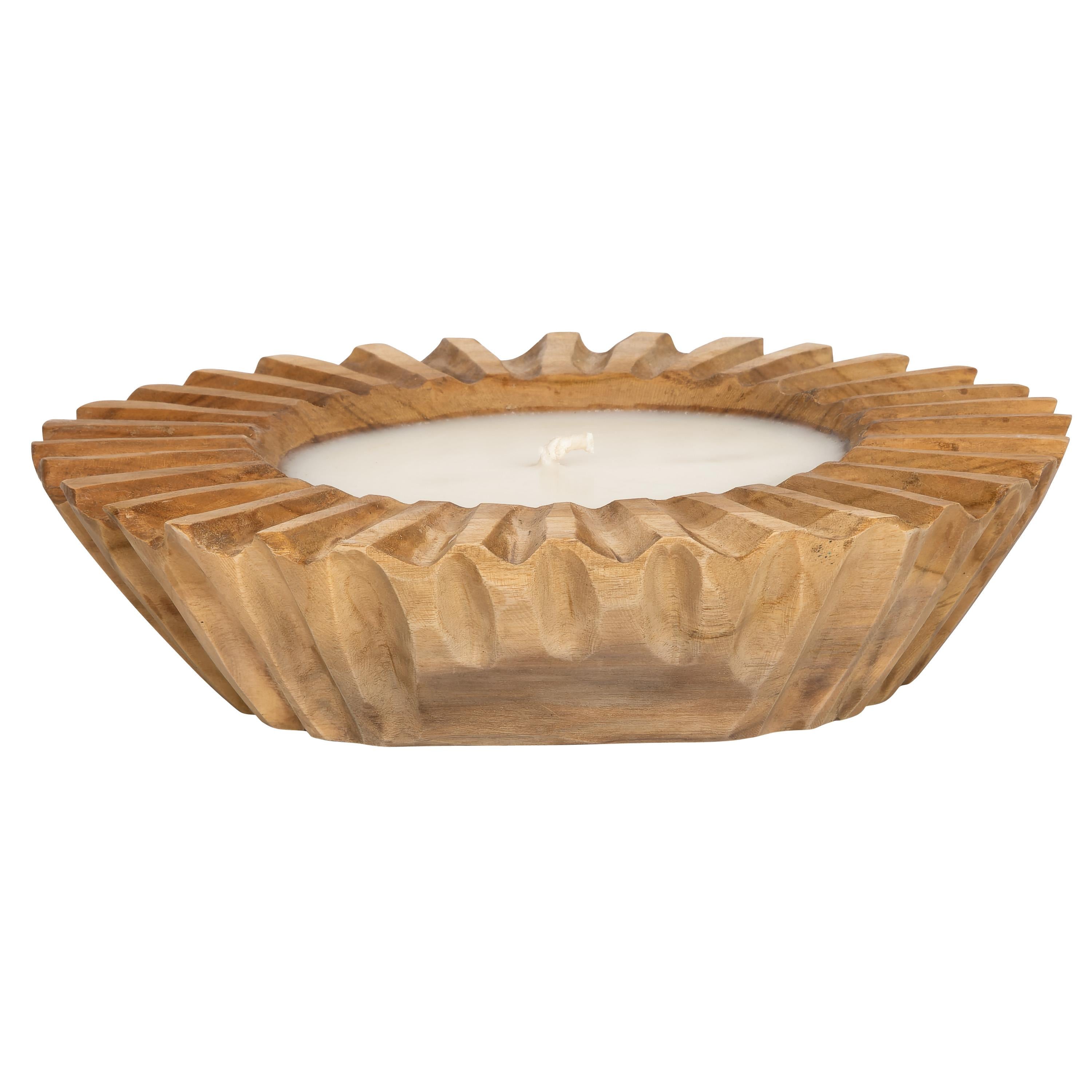 Mum Bowl Oymalı Teak  25 cm x 25 cm x 8 cm