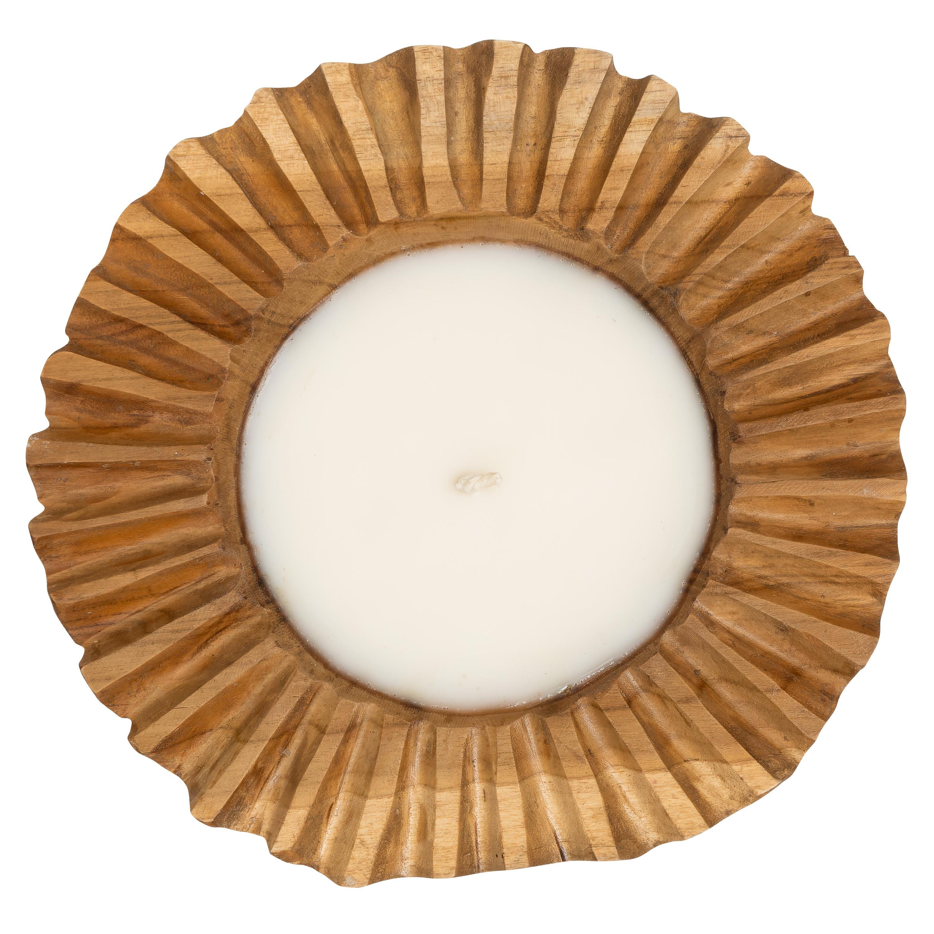 Mum Bowl Oymalı Teak  25 cm x 25 cm x 8 cm