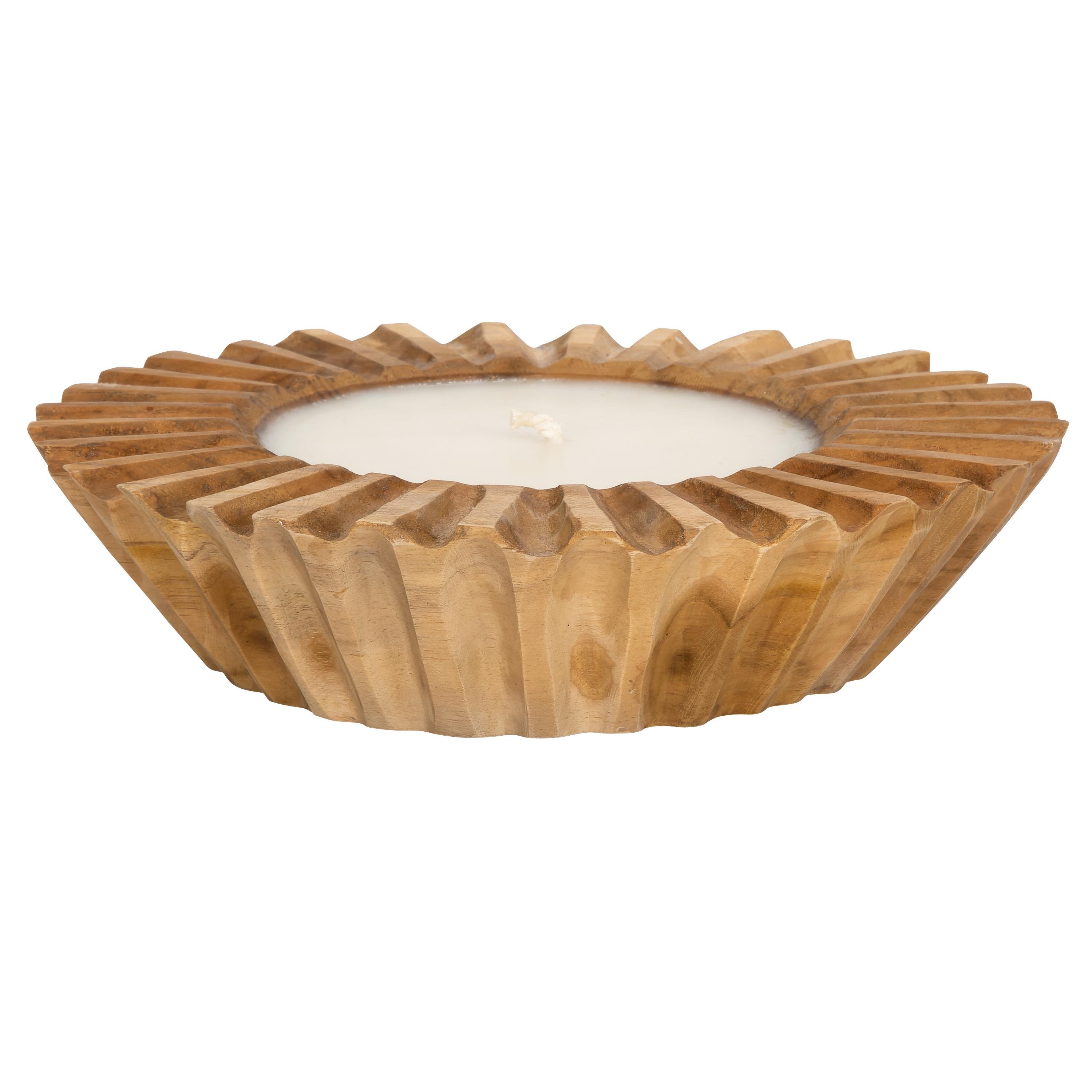 Mum Bowl Oymalı Teak  25 cm x 25 cm x 8 cm