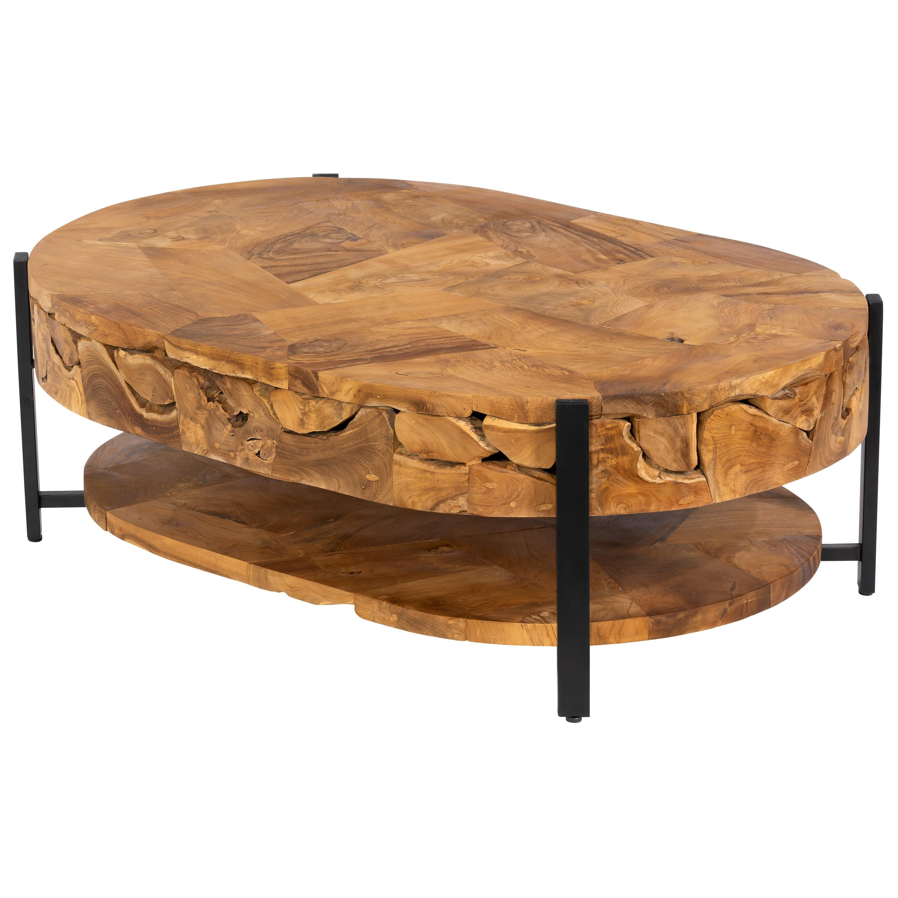 Orta Sehpa Teak / Siyah Metal Curve Form 120 cm x 80 cm x 40 cm