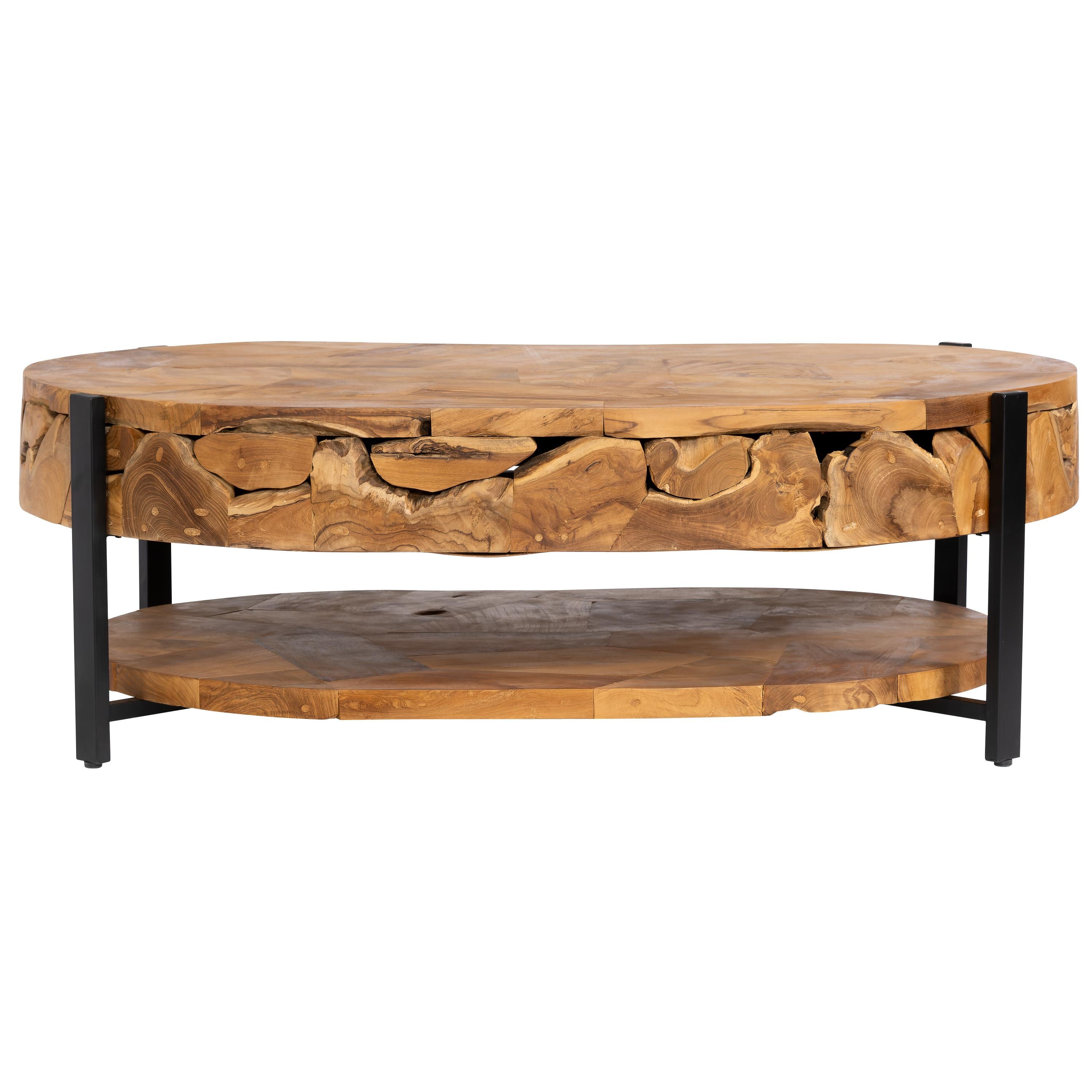 Orta Sehpa Teak / Siyah Metal Curve Form 120 cm x 80 cm x 40 cm
