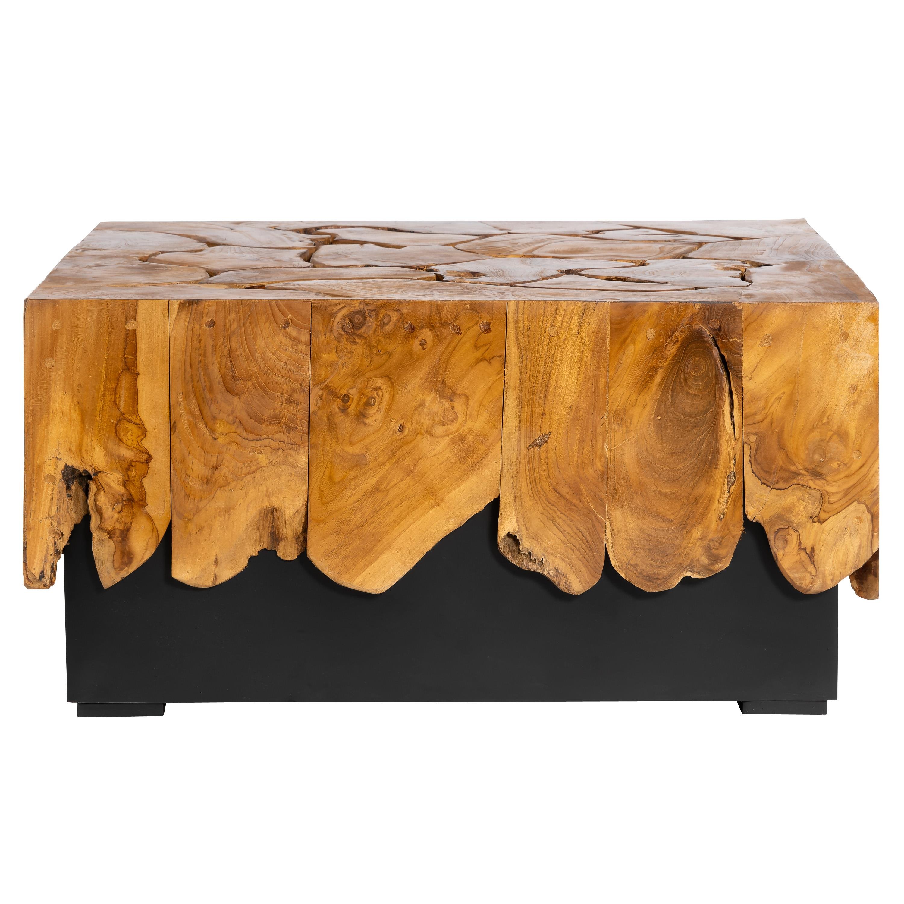 Orta Sehpa Teak / Siyah Metal Kare Form 80 cm x 80 cm x 40 cm