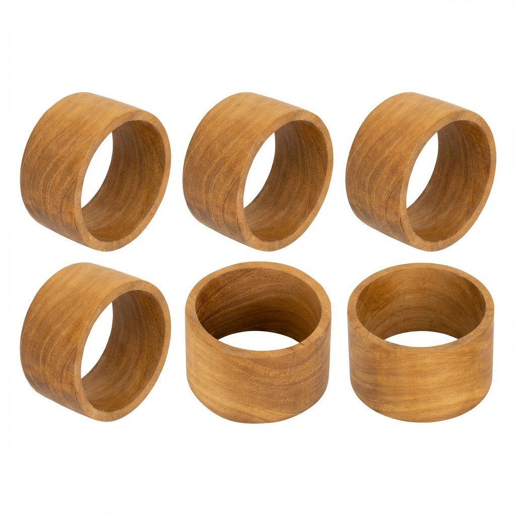 Peçete Halkası Teak 6 lı Set
