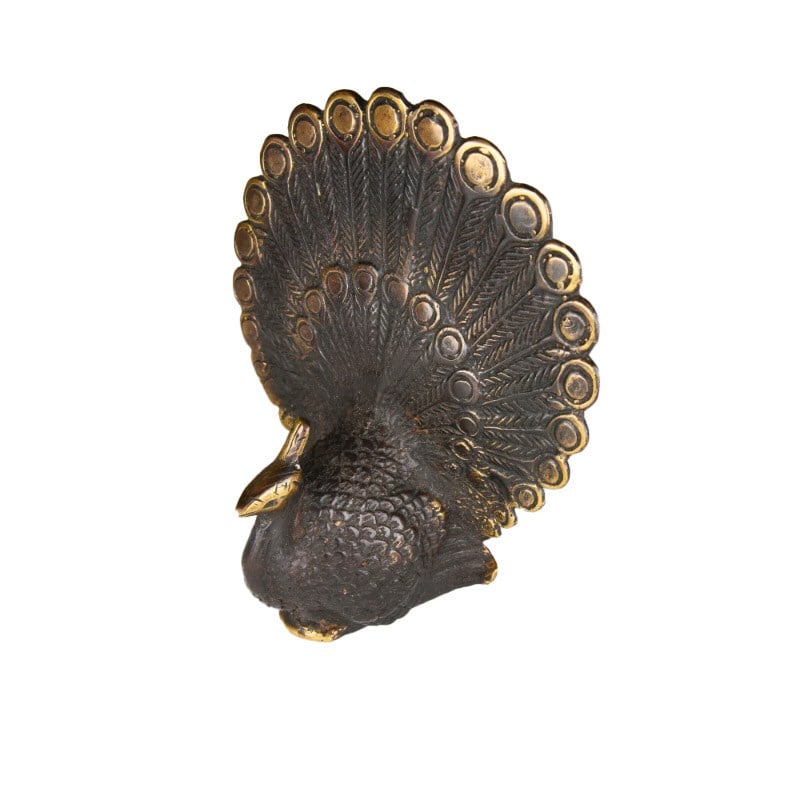 Pirinç Tavuskuşu Figür 14 cm