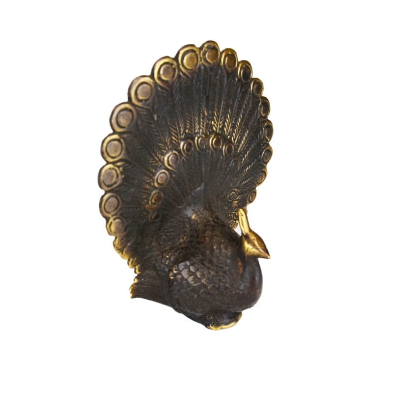 Pirinç Tavuskuşu Figür 14 cm