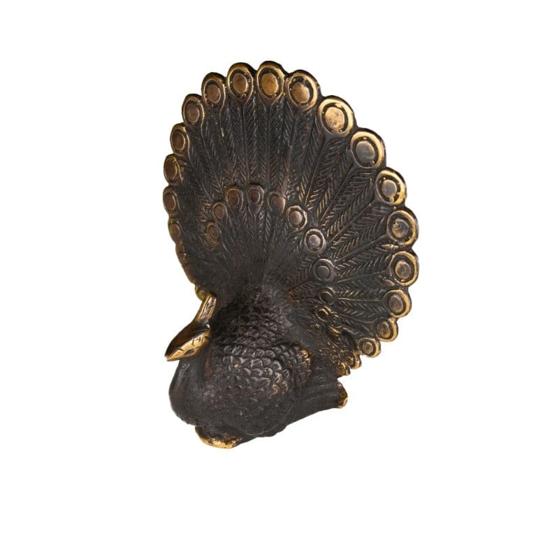 Pirinç Tavuskuşu Figür 14 cm