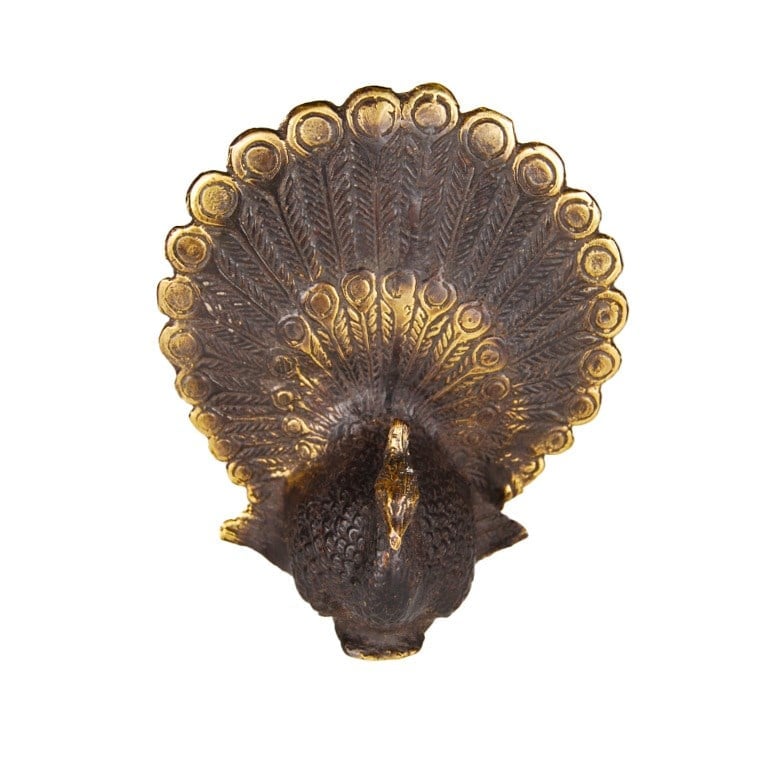 Pirinç Tavuskuşu Figür 14 cm