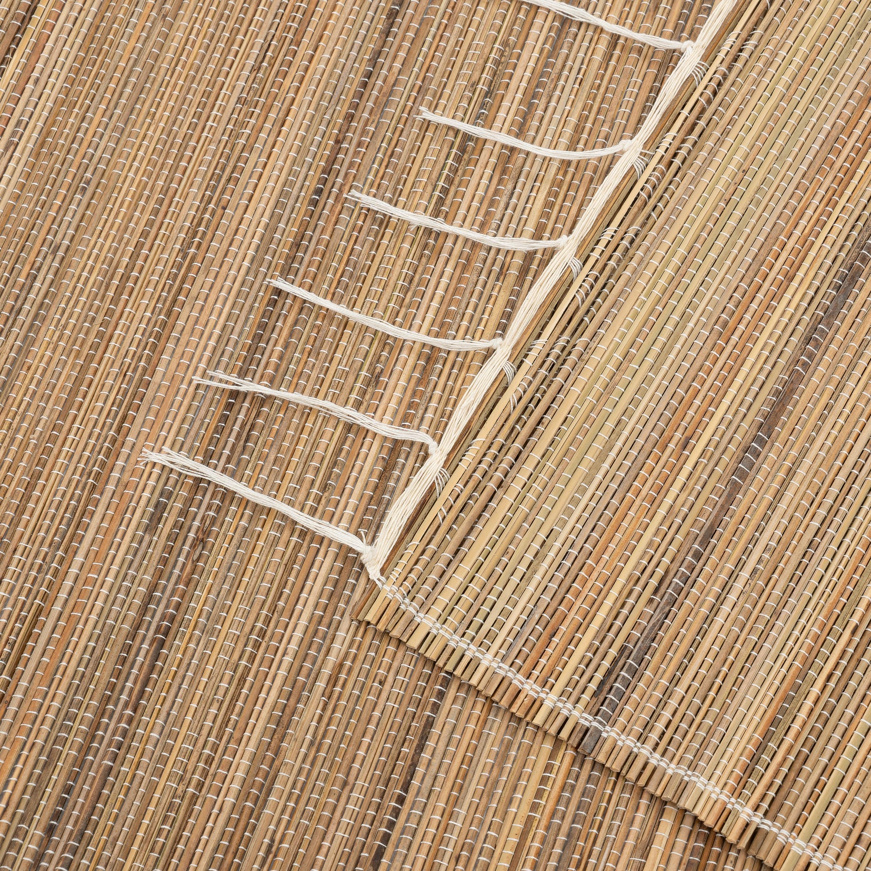 Runner  Naturel Rattan Beyaz Dikişli 150 cm x 35 cm