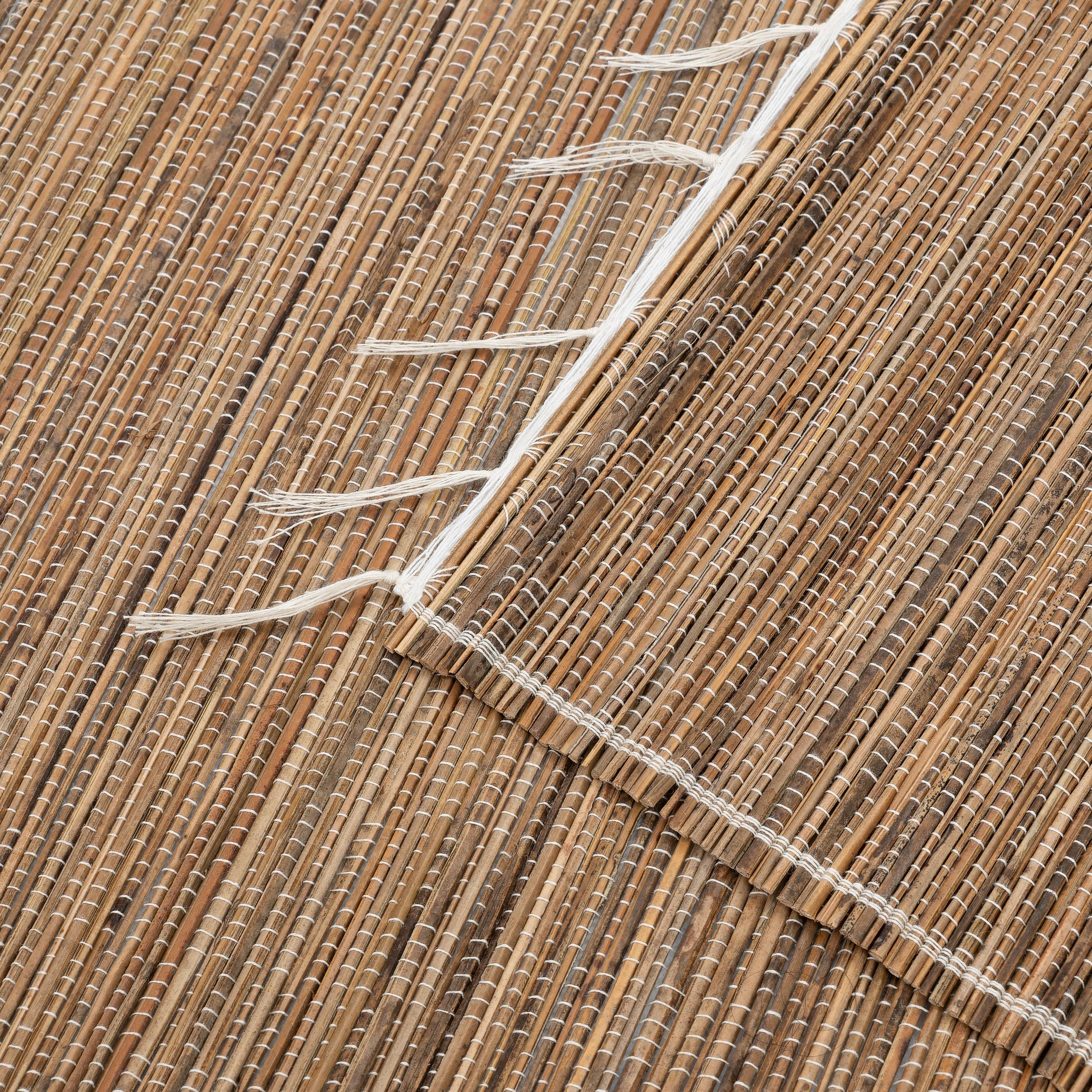 Runner  Naturel Rattan Siyah Dikişli 200 cm x 35 cm
