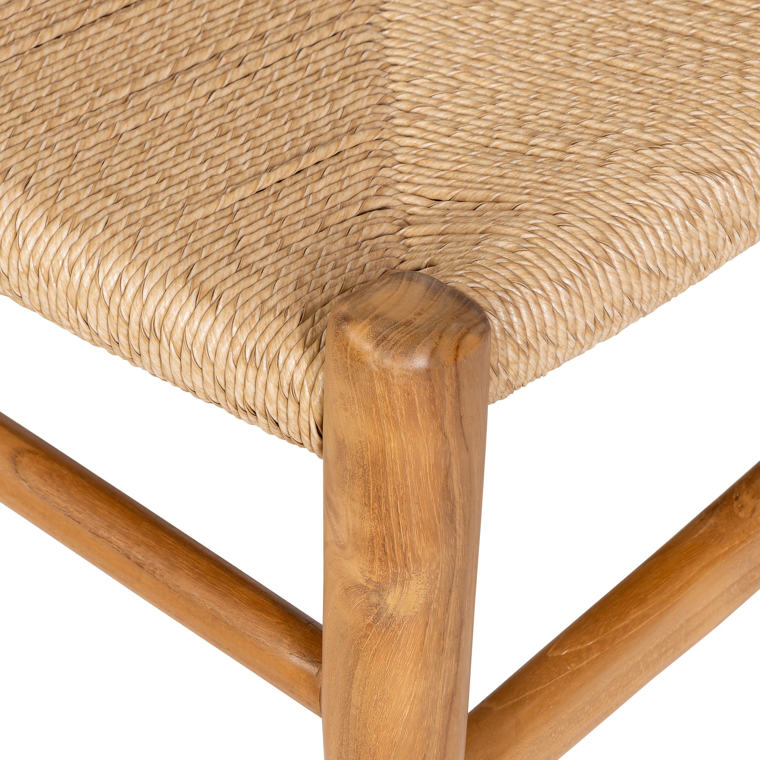 Sentetik Rattan İp Oturumlu Teak Yemek Sandalyesi 