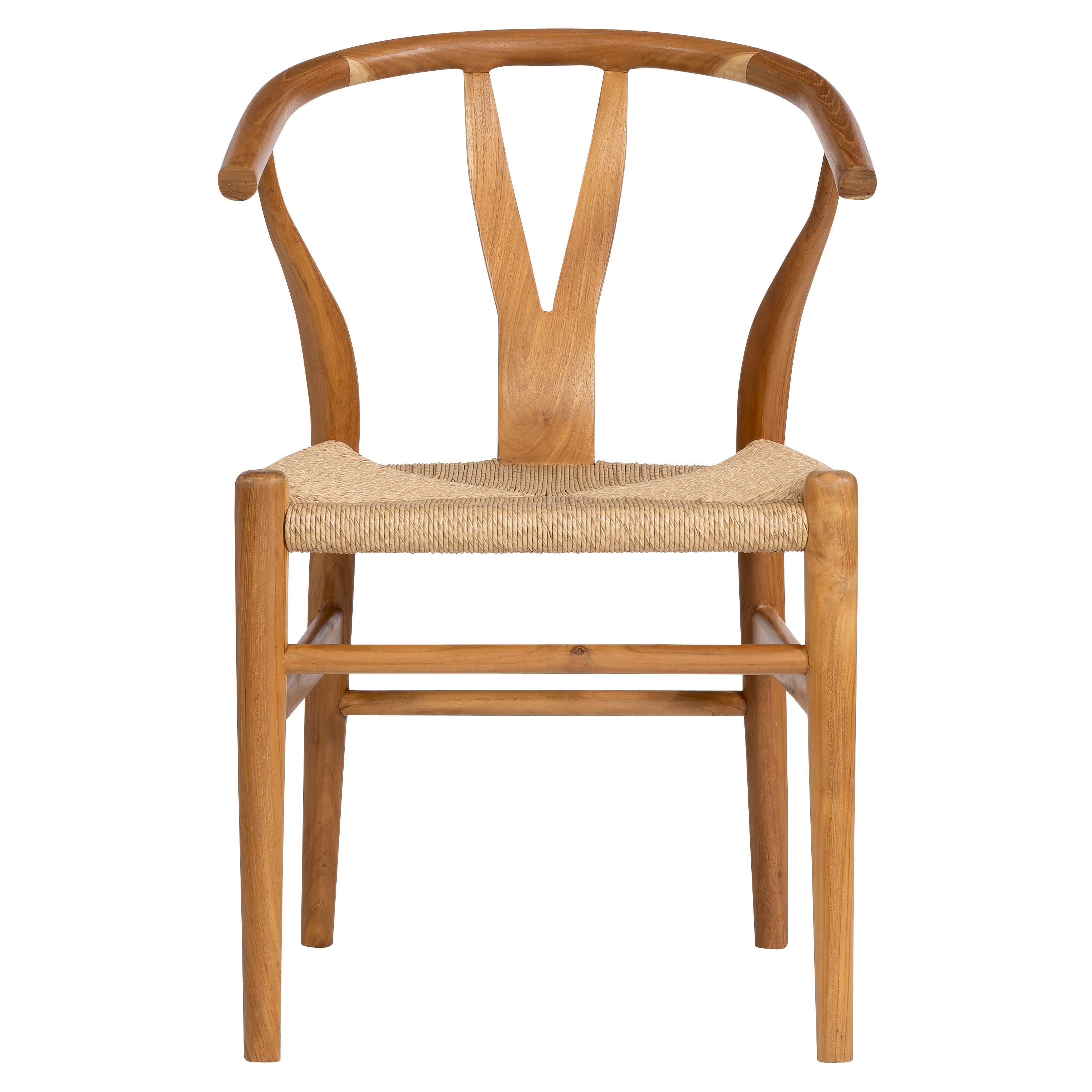 Sentetik Rattan İp Oturumlu Teak Yemek Sandalyesi 