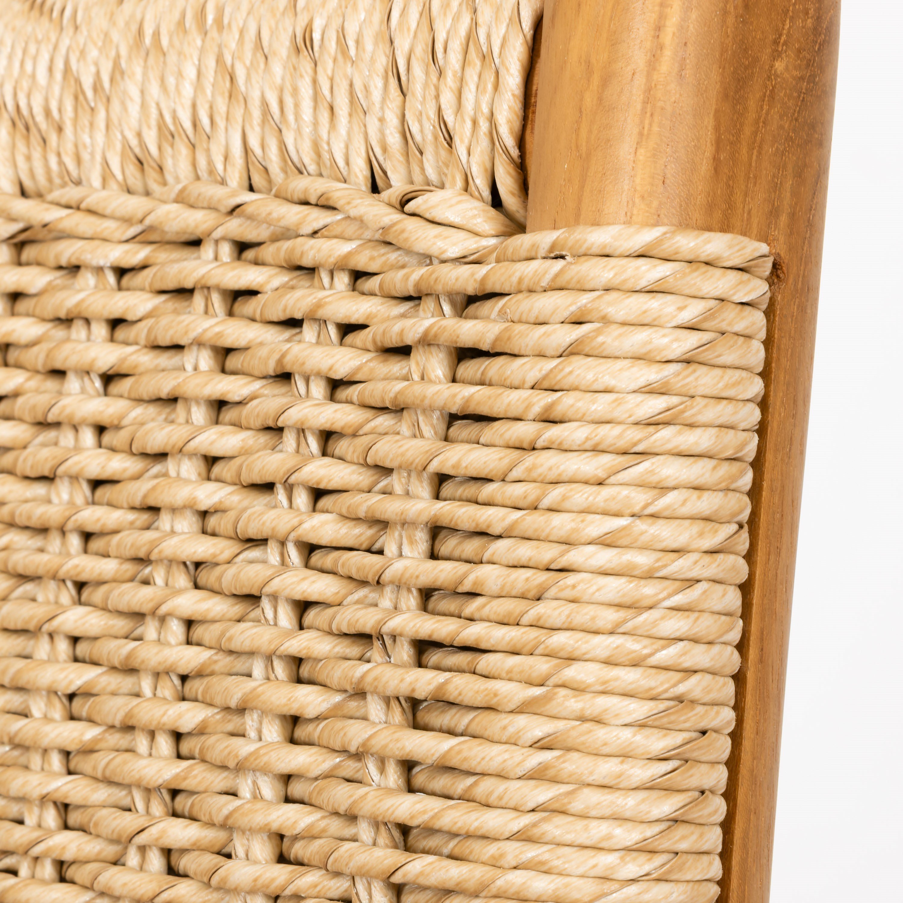 Sentetik Rattan İp Oturumlu Teak  Yemek Sandalyesi