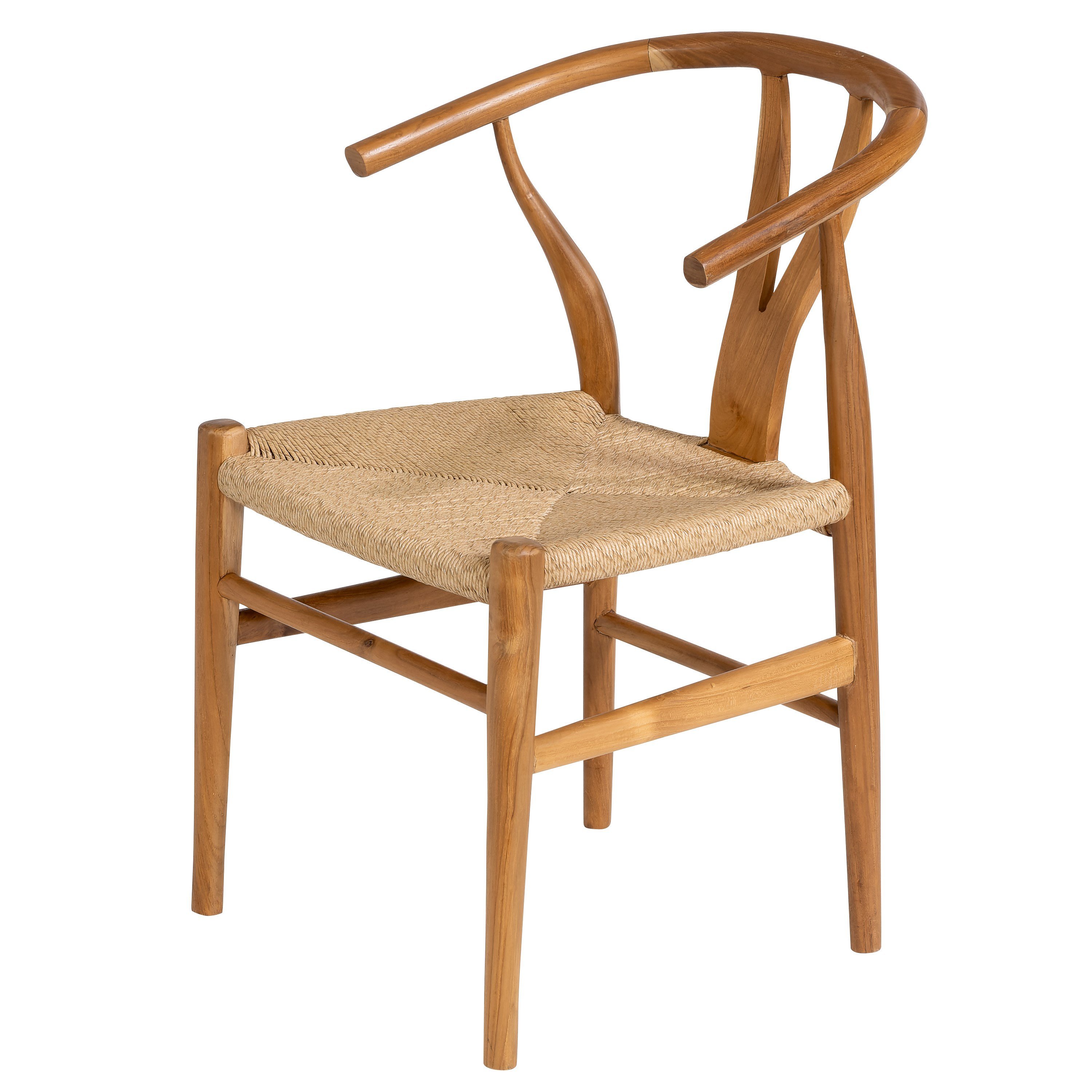 Sentetik Rattan İp Oturumlu Teak Yemek Sandalyesi 
