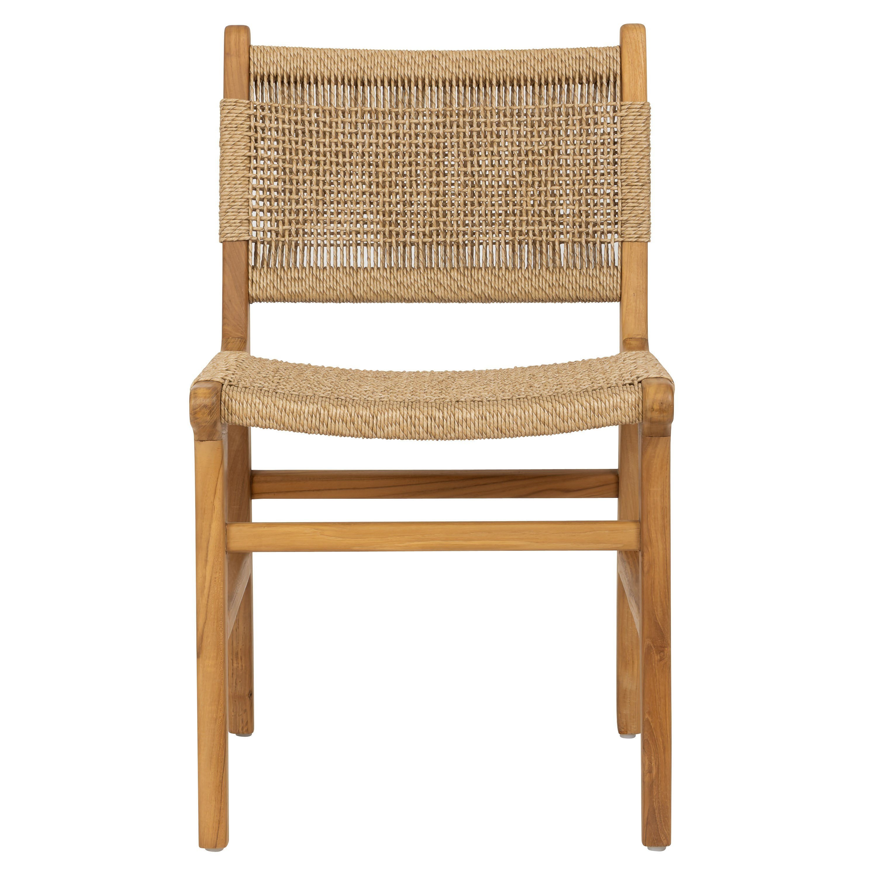 Sentetik Rattan İp Oturumlu Teak  Yemek Sandalyesi