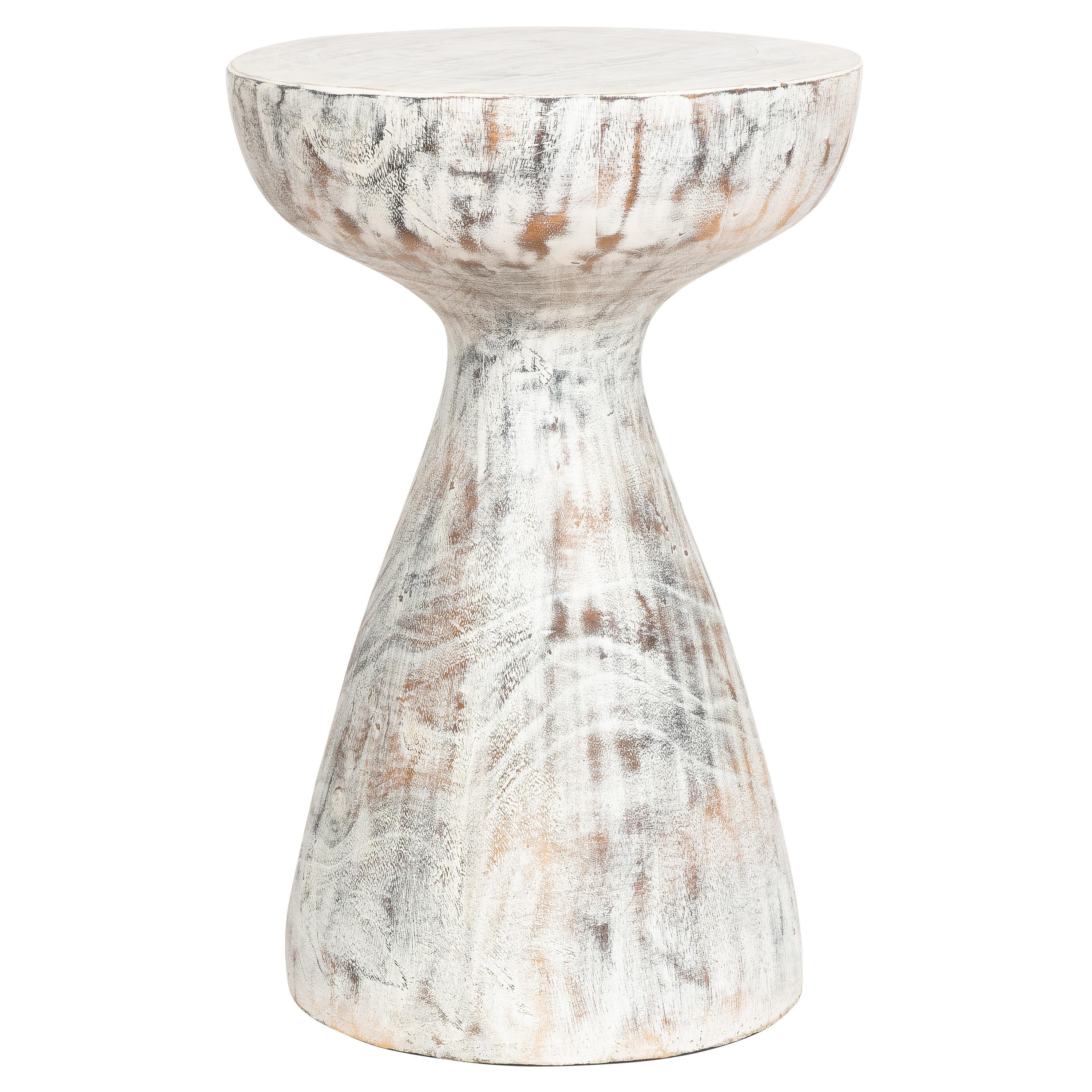 Tabure / Yan Sehpa Teak Beyaz Patine 30 cm x 30 cm x 45 cm