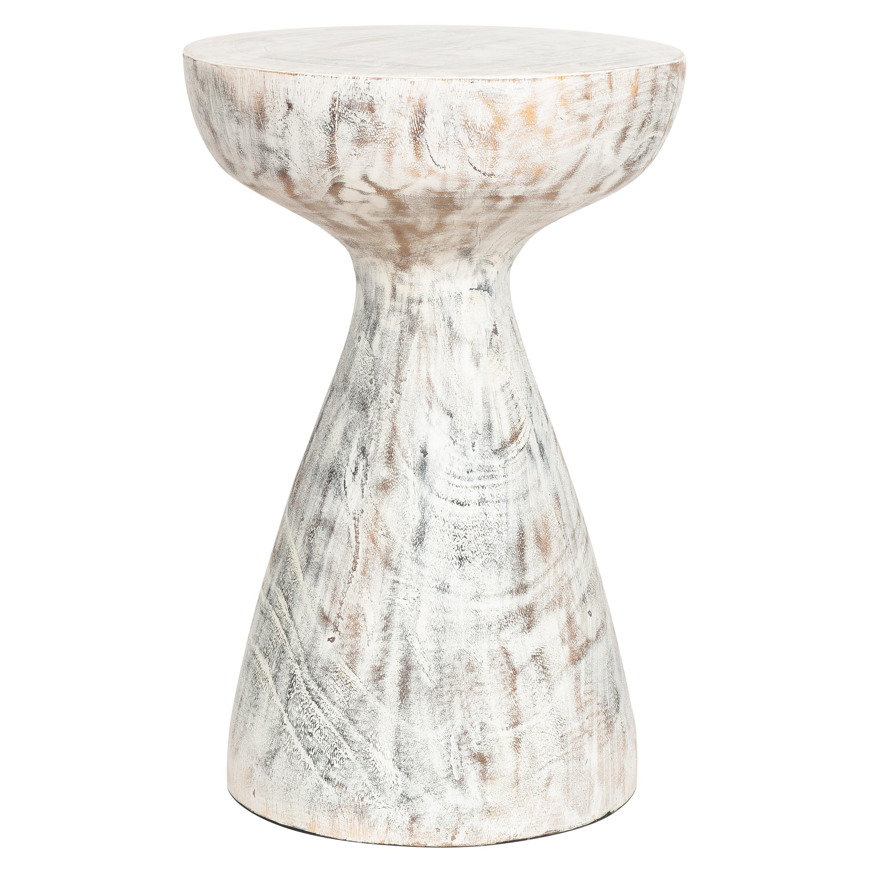 Tabure / Yan Sehpa Teak Beyaz Patine 30 cm x 30 cm x 45 cm