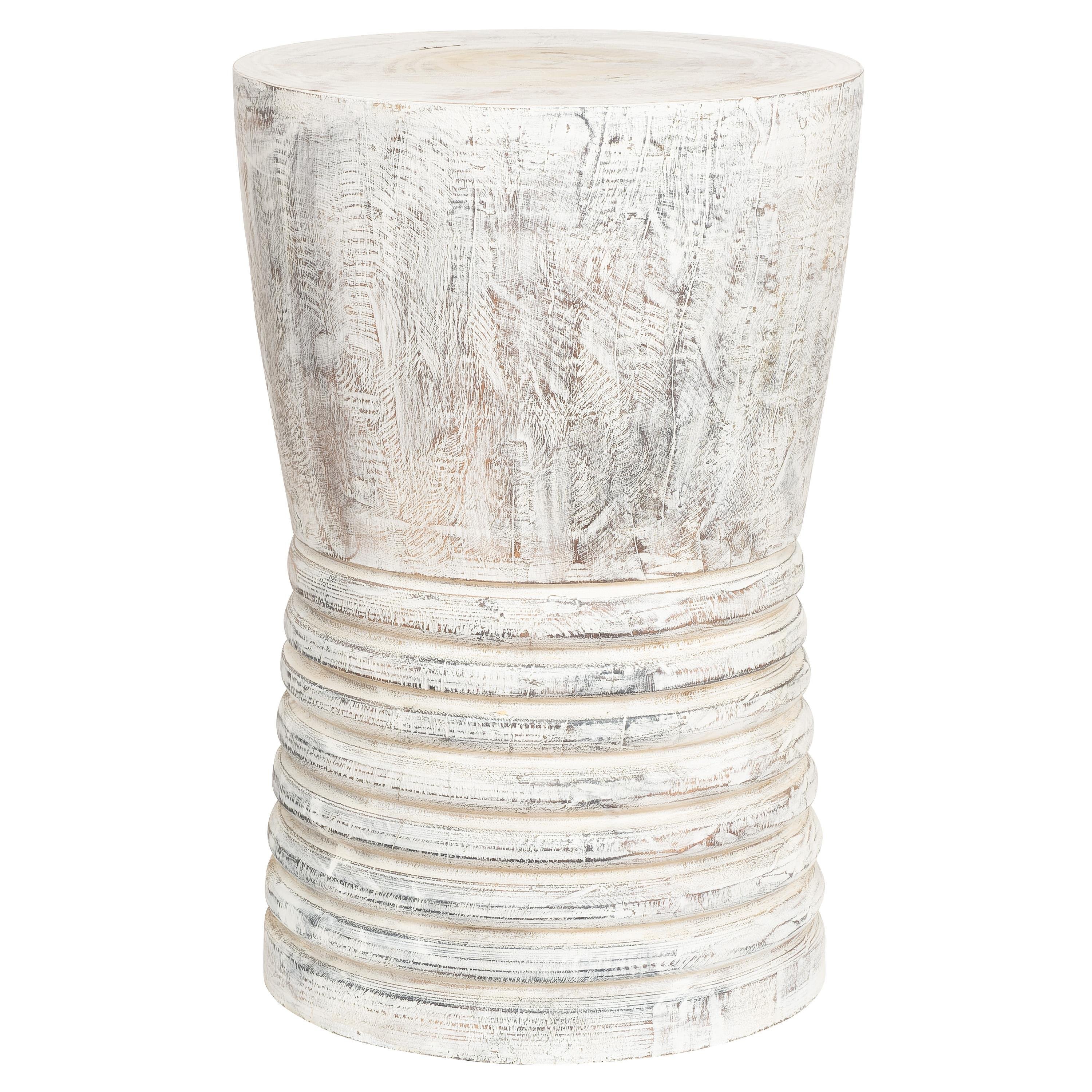 Tabure / Yan Sehpa Teak Beyaz Patine 30 cm x 30 cm x 45 cm