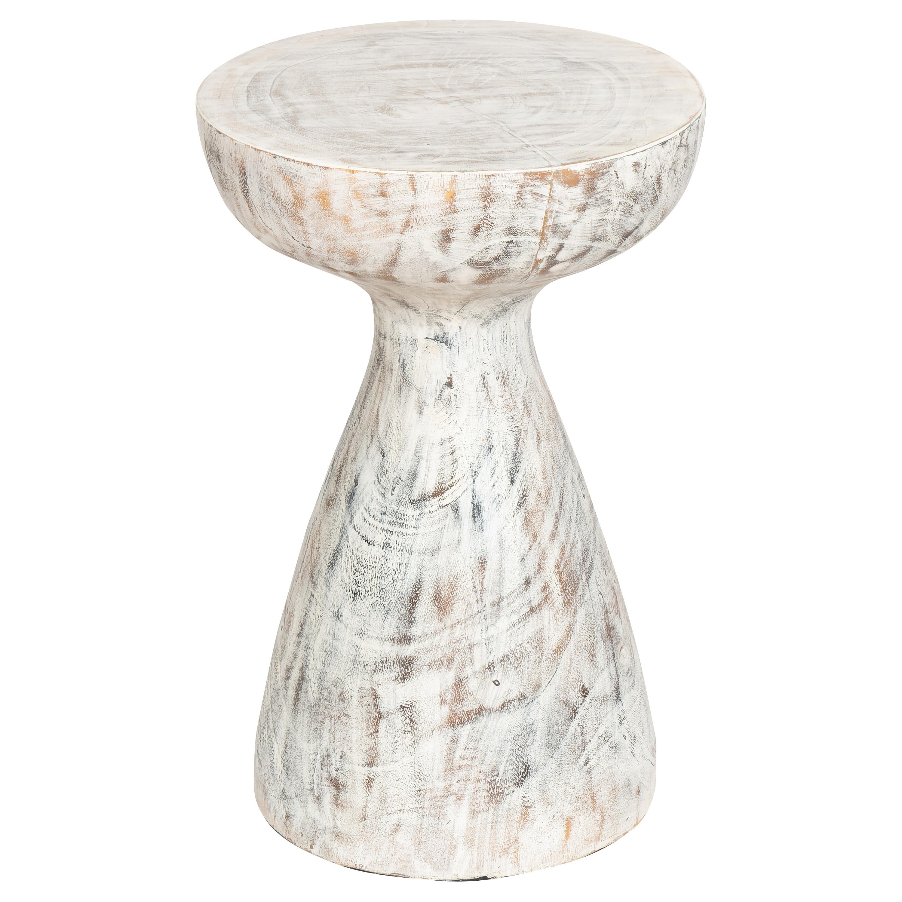 Tabure / Yan Sehpa Teak Beyaz Patine 30 cm x 30 cm x 45 cm