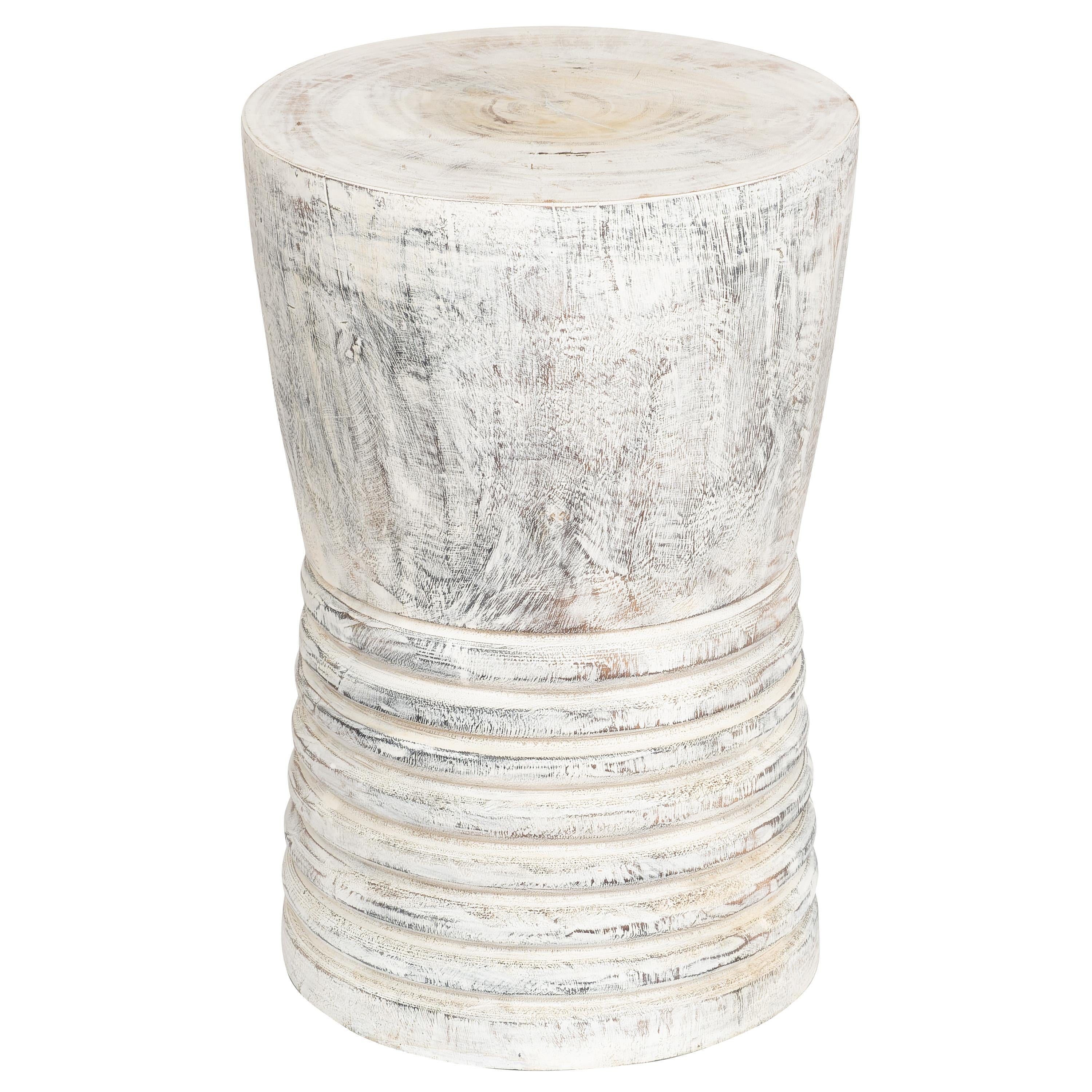 Tabure / Yan Sehpa Teak Beyaz Patine 30 cm x 30 cm x 45 cm