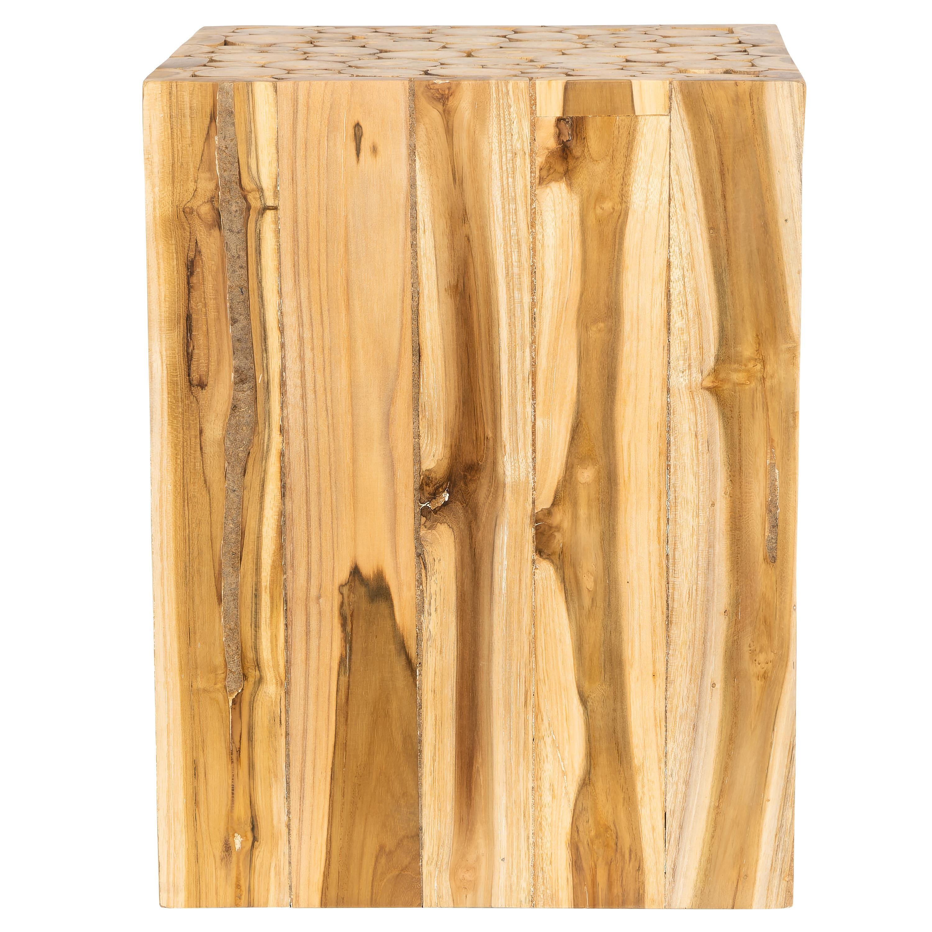 Tabure / Yan Sehpa Teak Küp Form Drift Ahşap 35 cm x 35 cm x45 cm