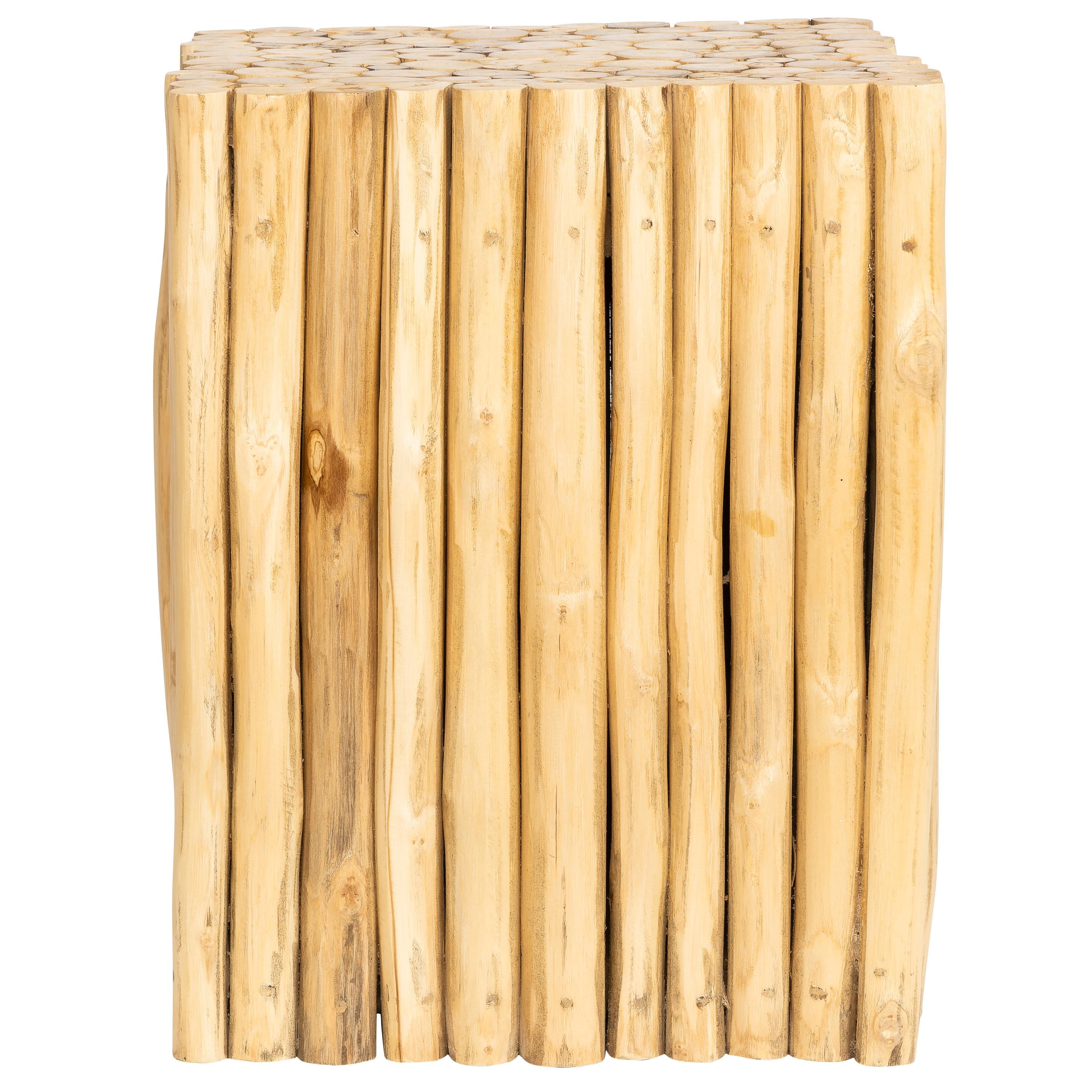 Tabure / Yan Sehpa Teak Küp Form Drift Ahşap 35 cm x 35 cm x 45 cm