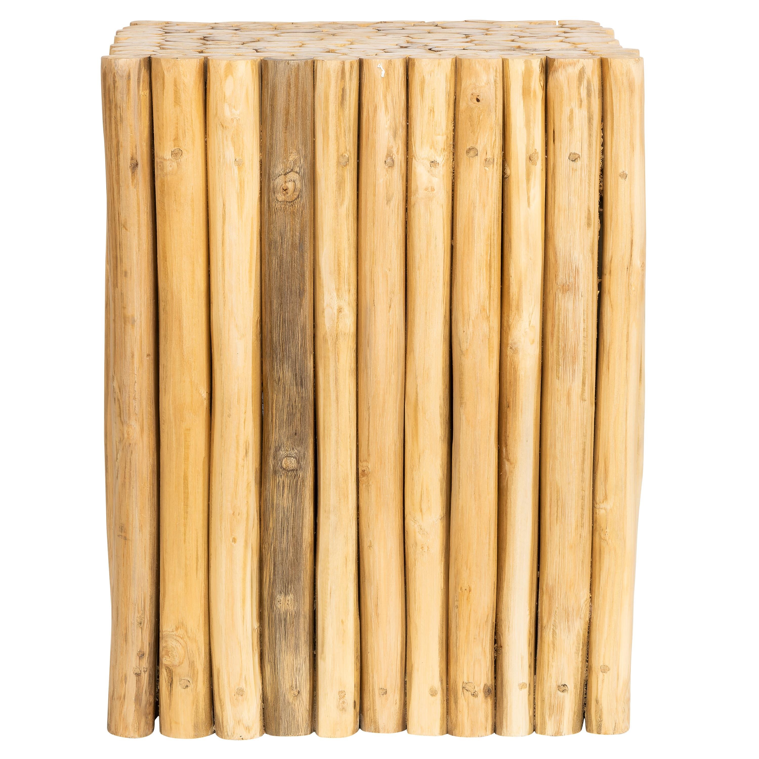 Tabure / Yan Sehpa Teak Küp Form Drift Ahşap 35 cm x 35 cm x 45 cm