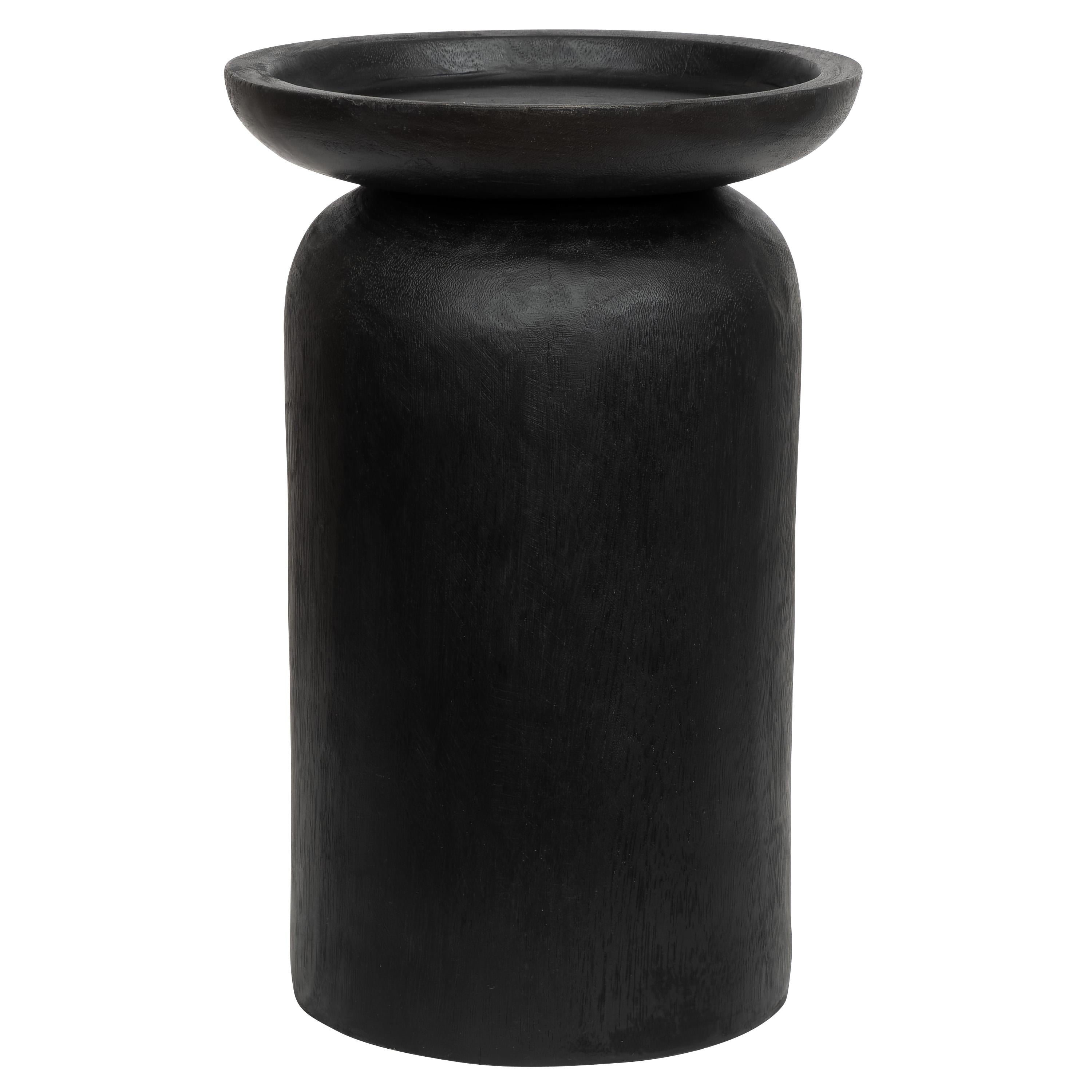 Tabure / Yan Sehpa Teak Siyah Üst Naturel 30 cm x 30 cm x 45 cm