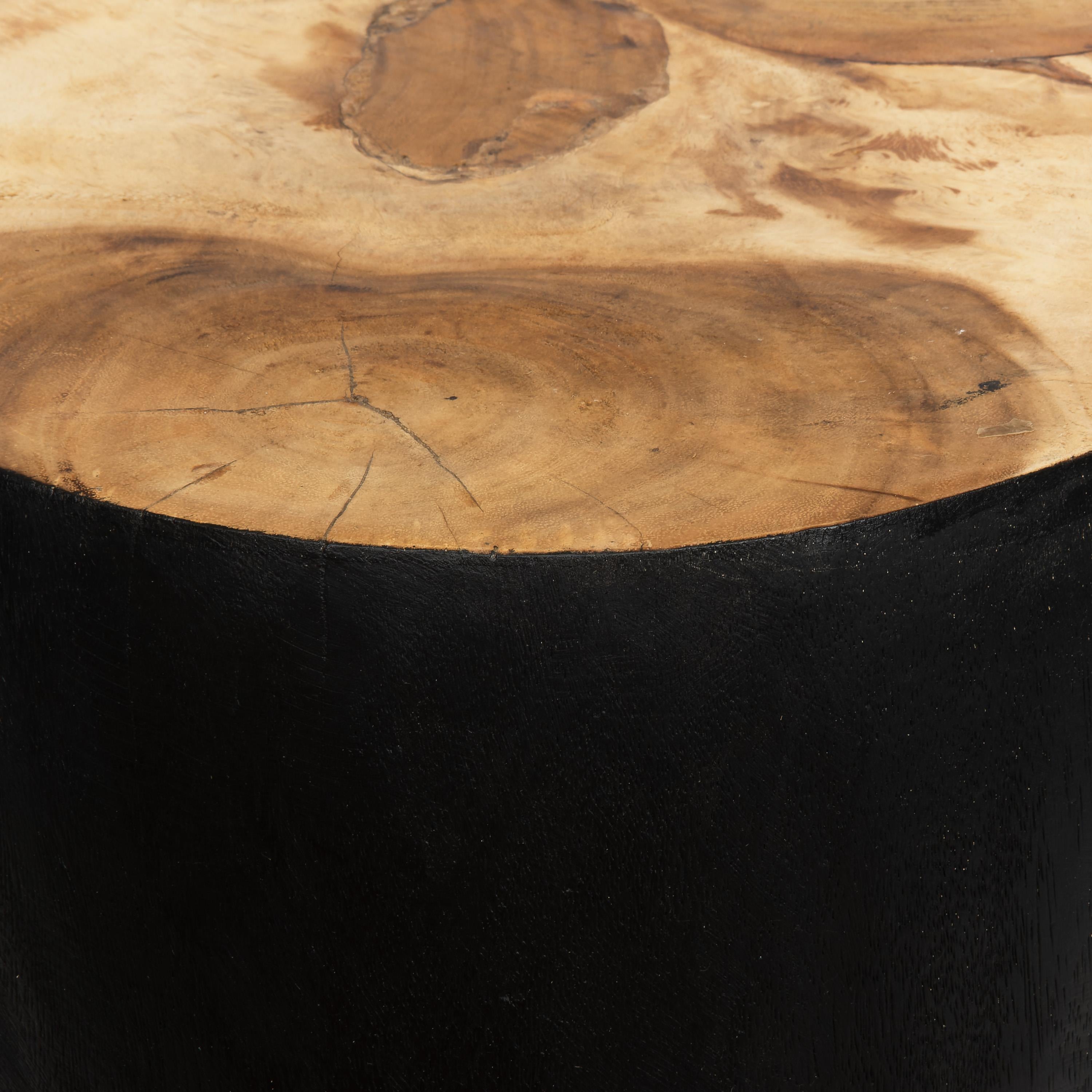 Tabure / Yan Sehpa Teak Siyah Üst Naturel  35 cm x 35 cm x 45 cm