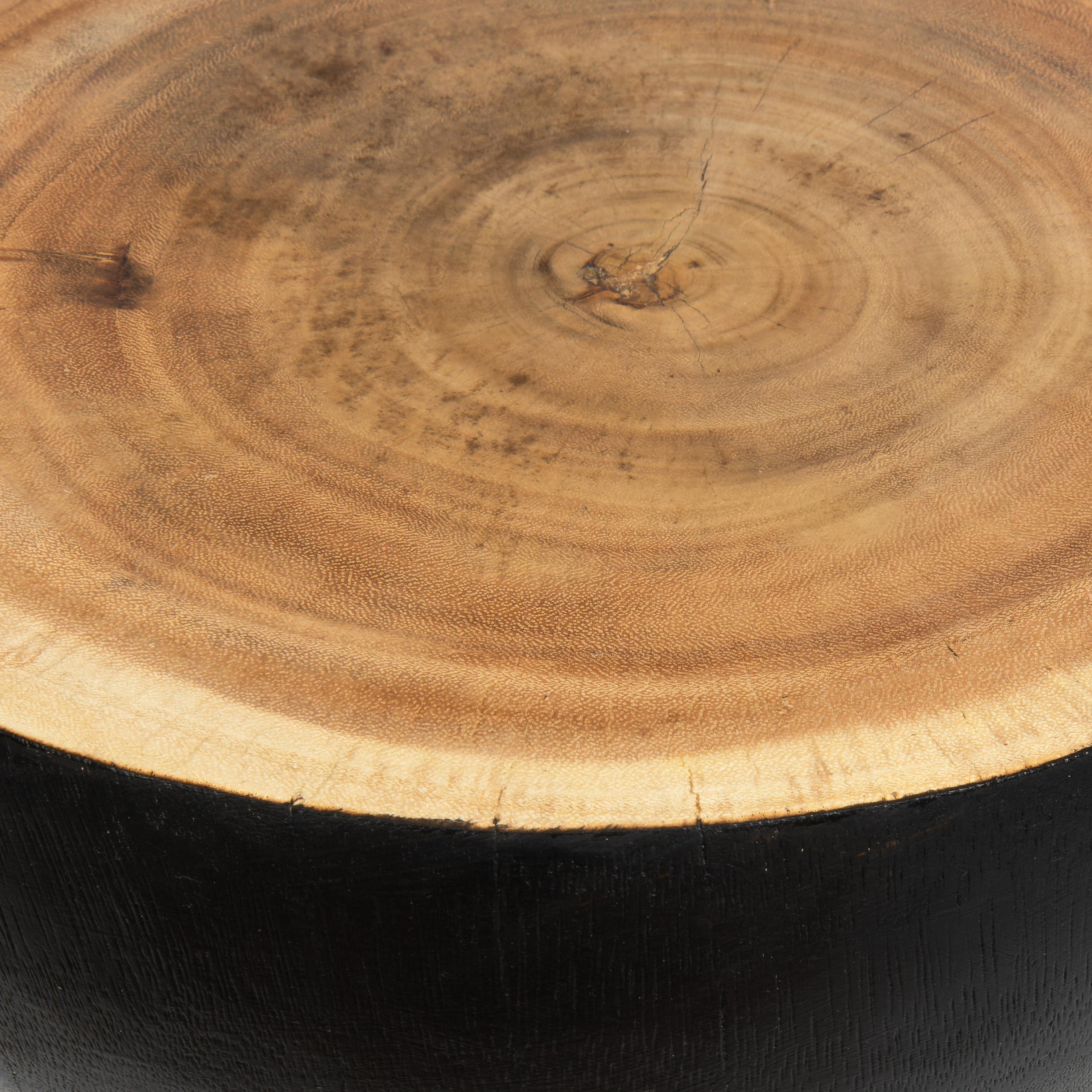 Tabure / Yan Sehpa Teak Siyah Üst Naturel 30 cm x 30 cm x 45 cm