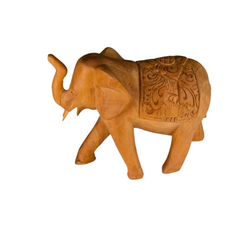Teak El Oyması Fil Figürü 12 cm
