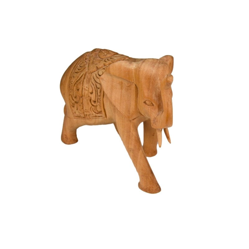 Teak El Oyması Fil Figürü 12 cm