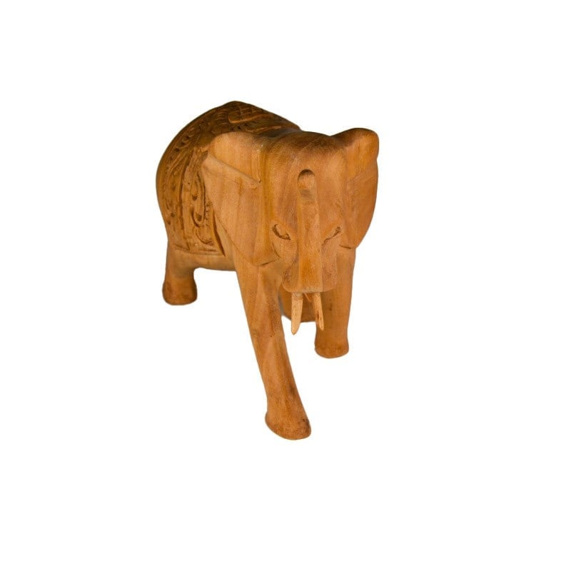 Teak El Oyması Fil Figürü 12 cm