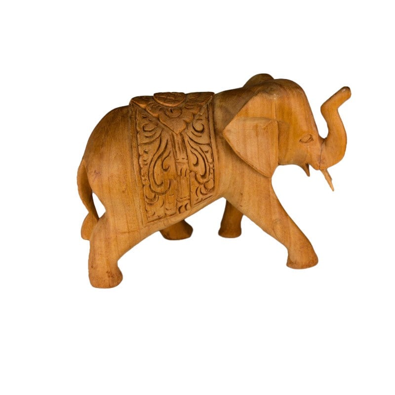 Teak El Oyması Fil Figürü 12 cm