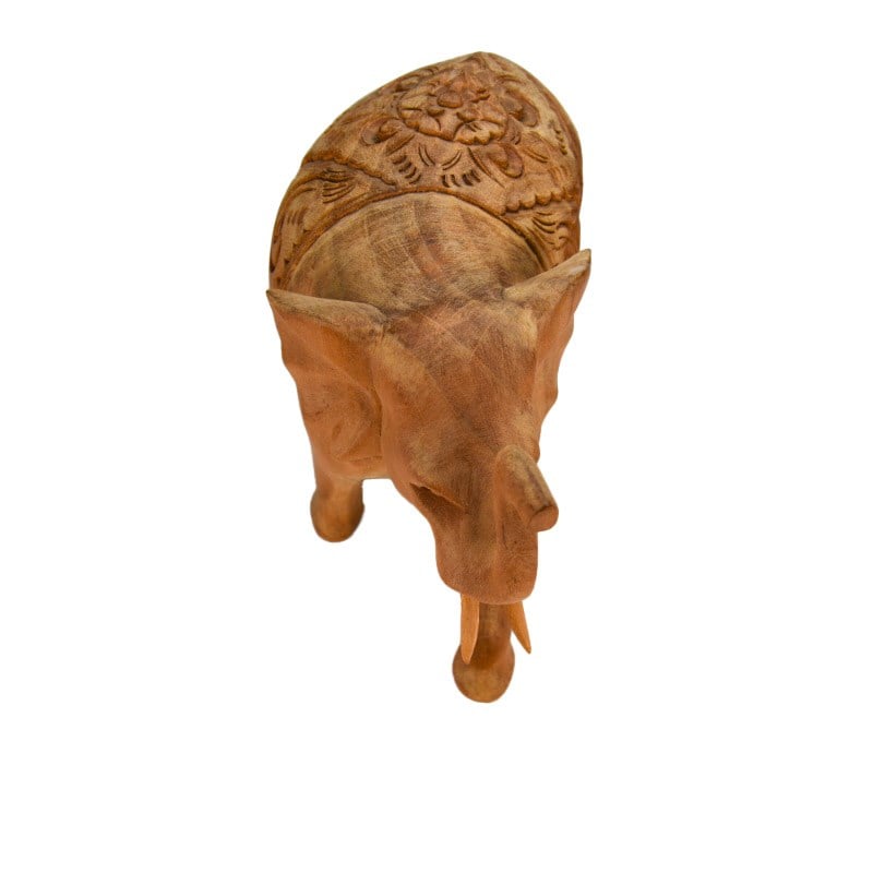 Teak el Oyması Fil Figürü 14 cm