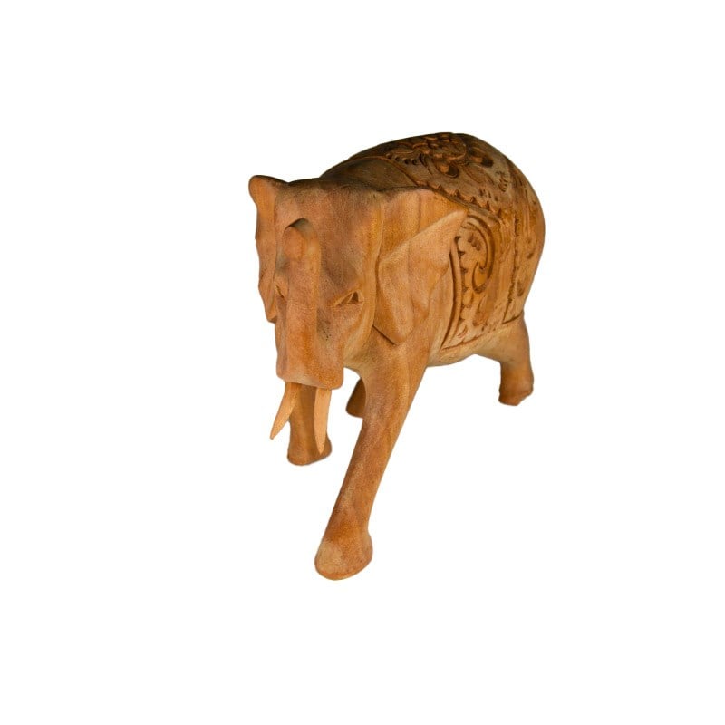 Teak el Oyması Fil Figürü 14 cm