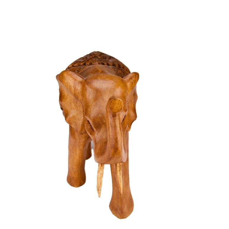 Teak El Oyması Fil Figürü 16 cm