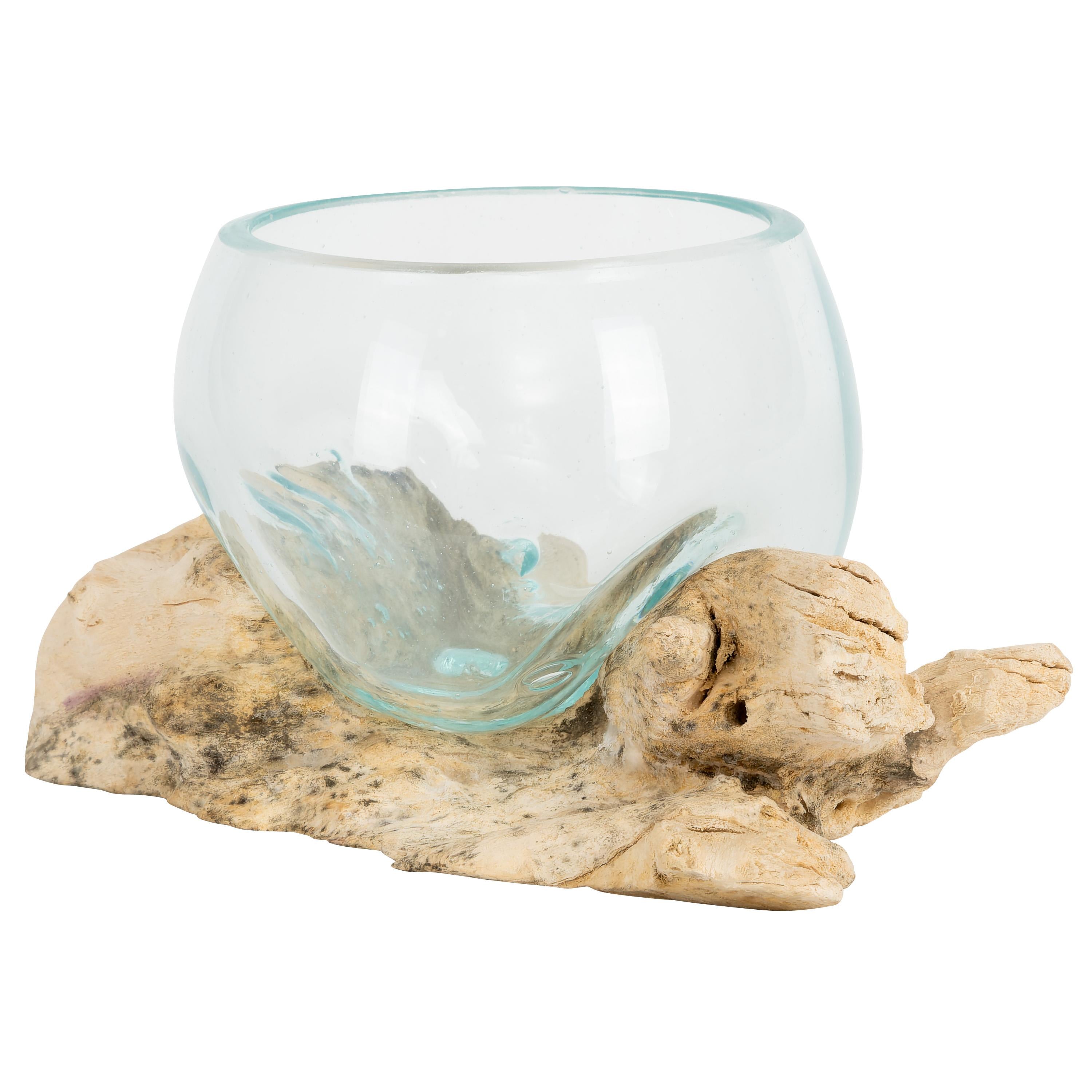 Vazo Ahşaba Cam Üfleme  Bowl 10 cm