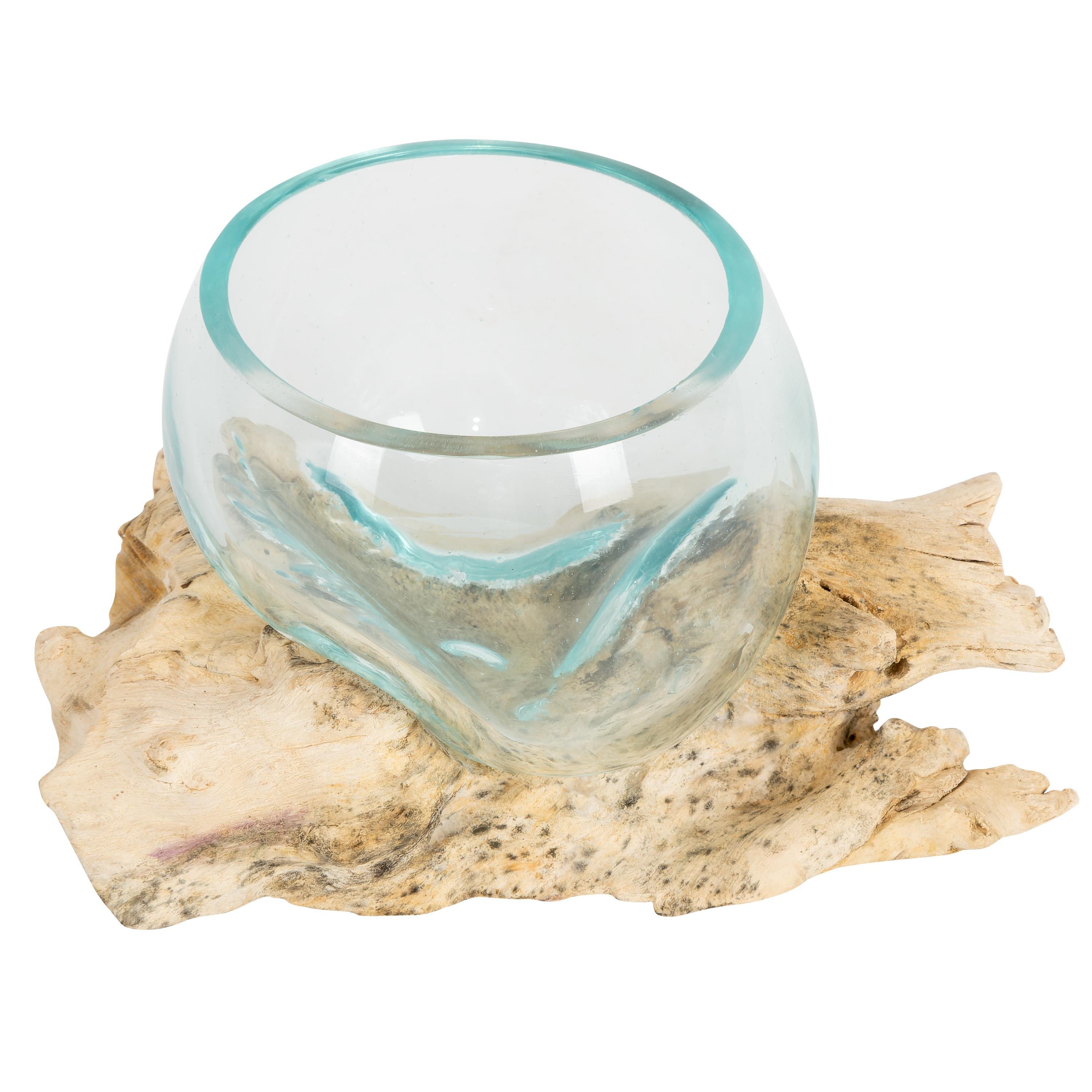 Vazo Ahşaba Cam Üfleme  Bowl 10 cm