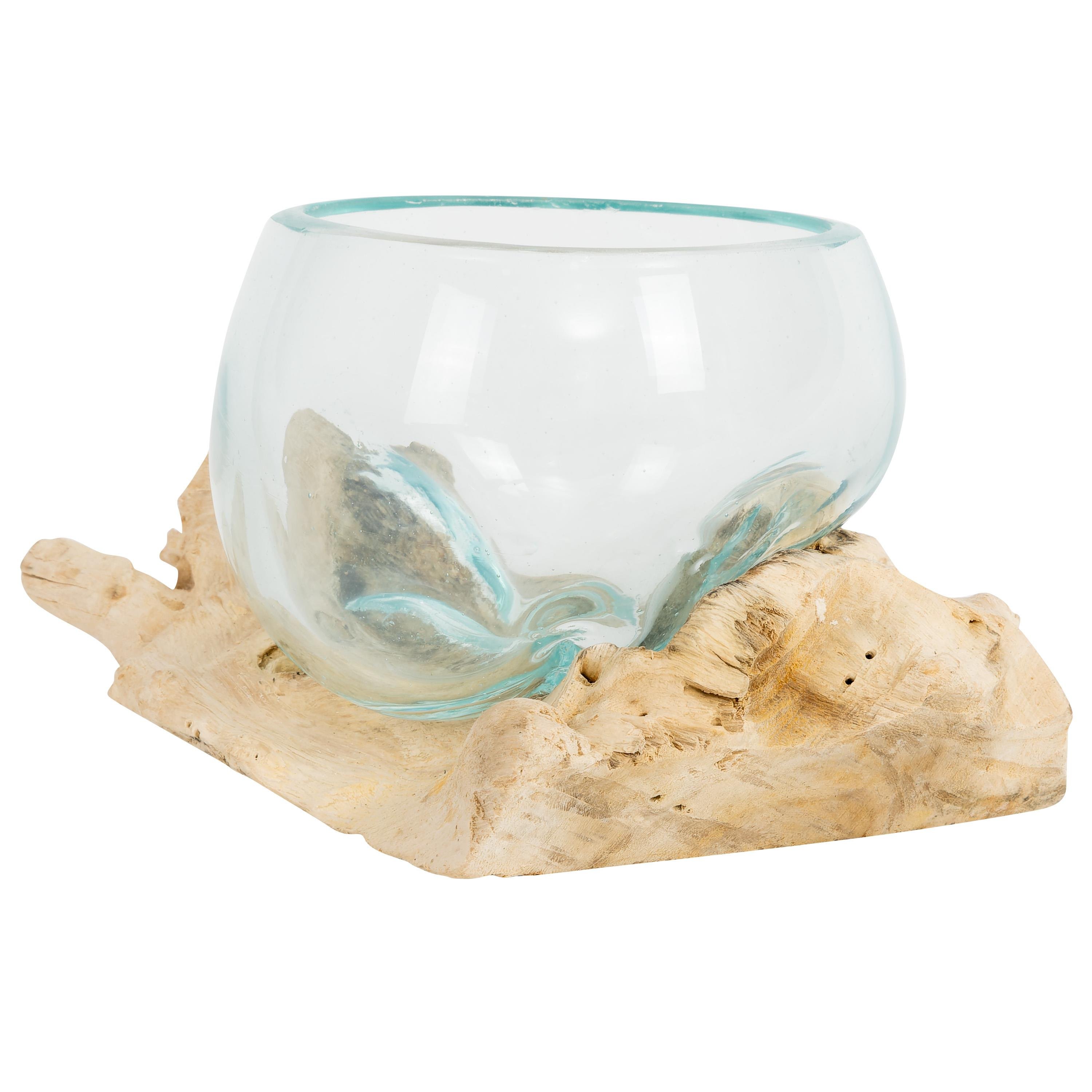 Vazo Ahşaba Cam Üfleme  Bowl 10 cm