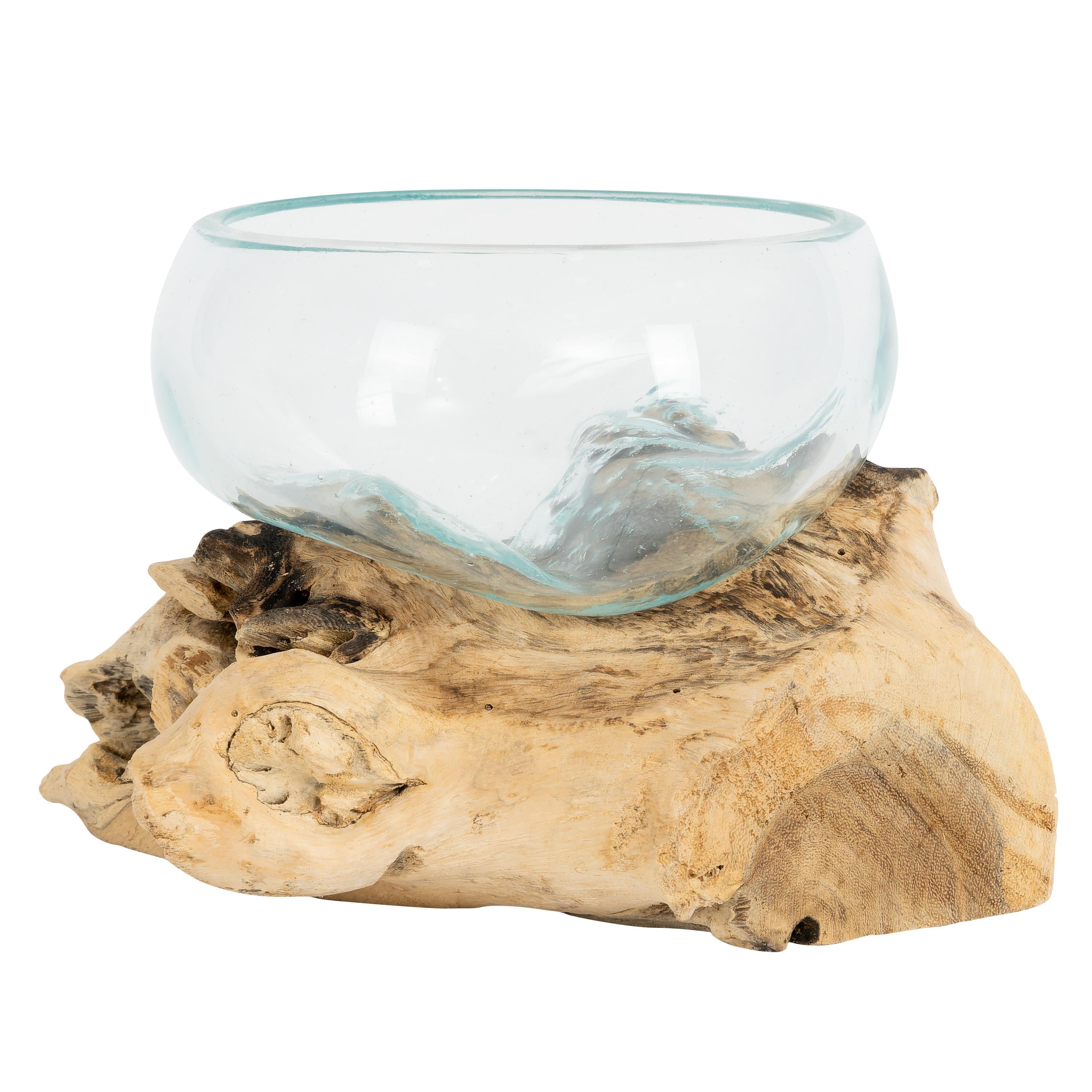 Vazo Ahşaba Cam Üfleme  Bowl 13 cm