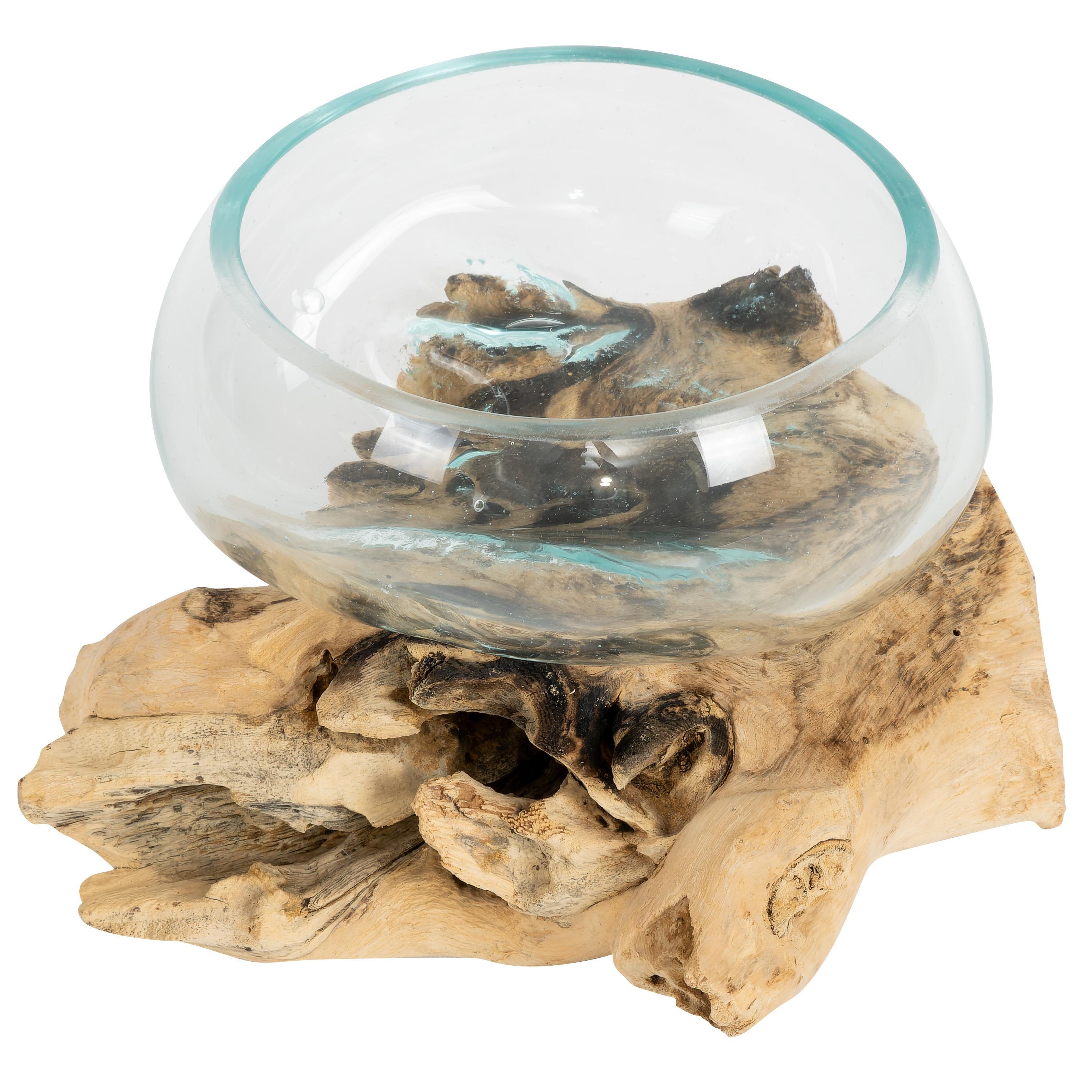 Vazo Ahşaba Cam Üfleme  Bowl 13 cm