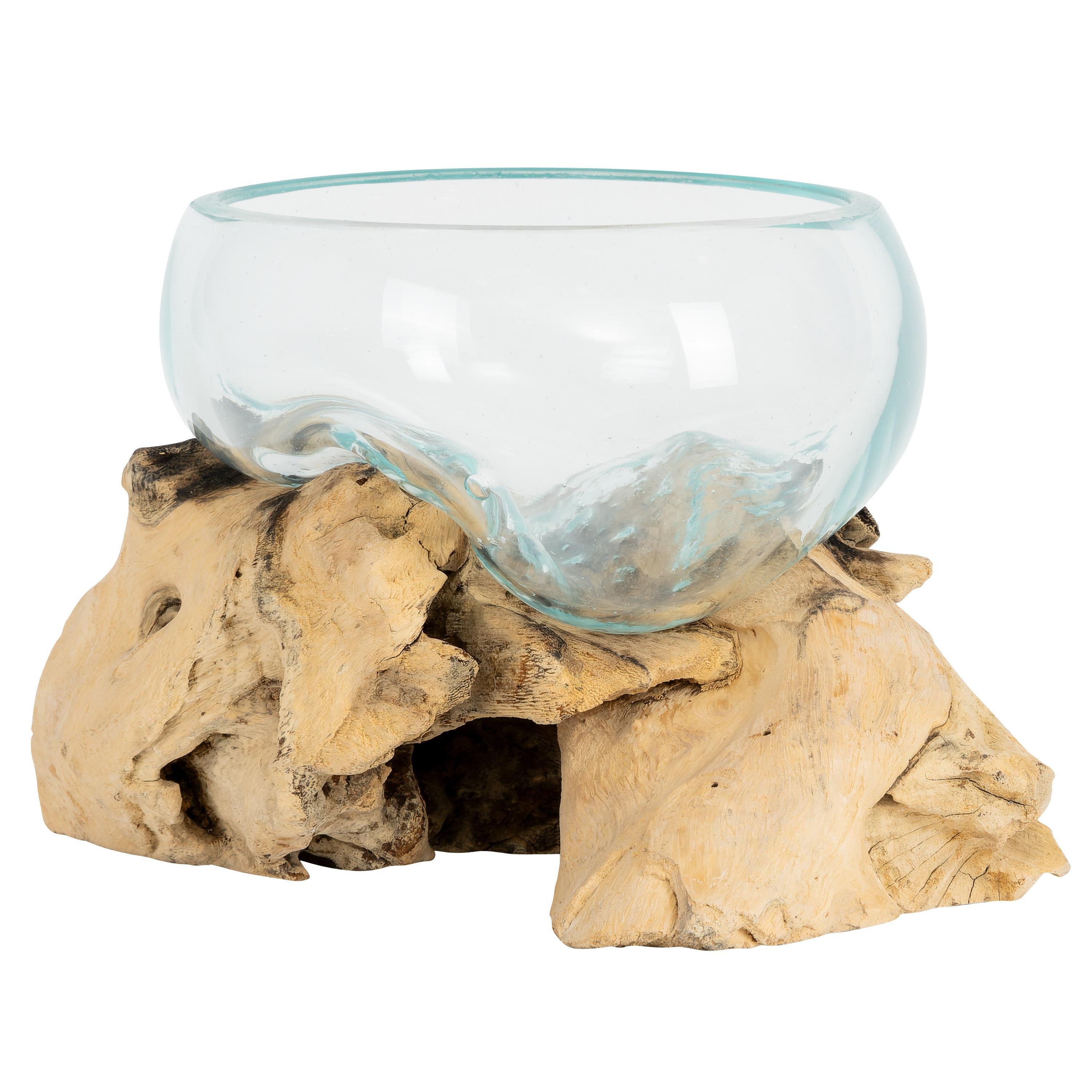 Vazo Ahşaba Cam Üfleme  Bowl 13 cm