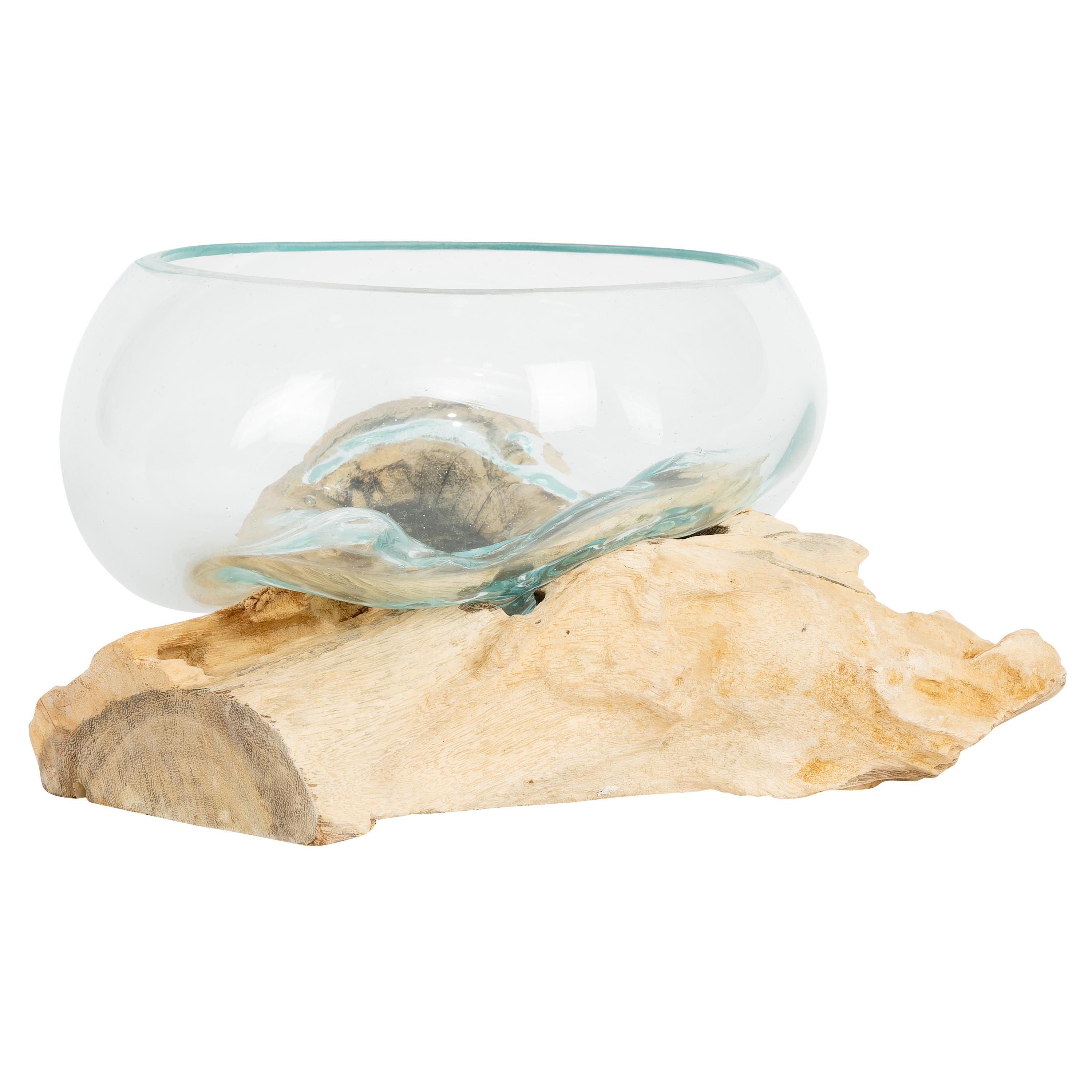 Vazo Ahşaba Cam Üfleme  Bowl 15 cm