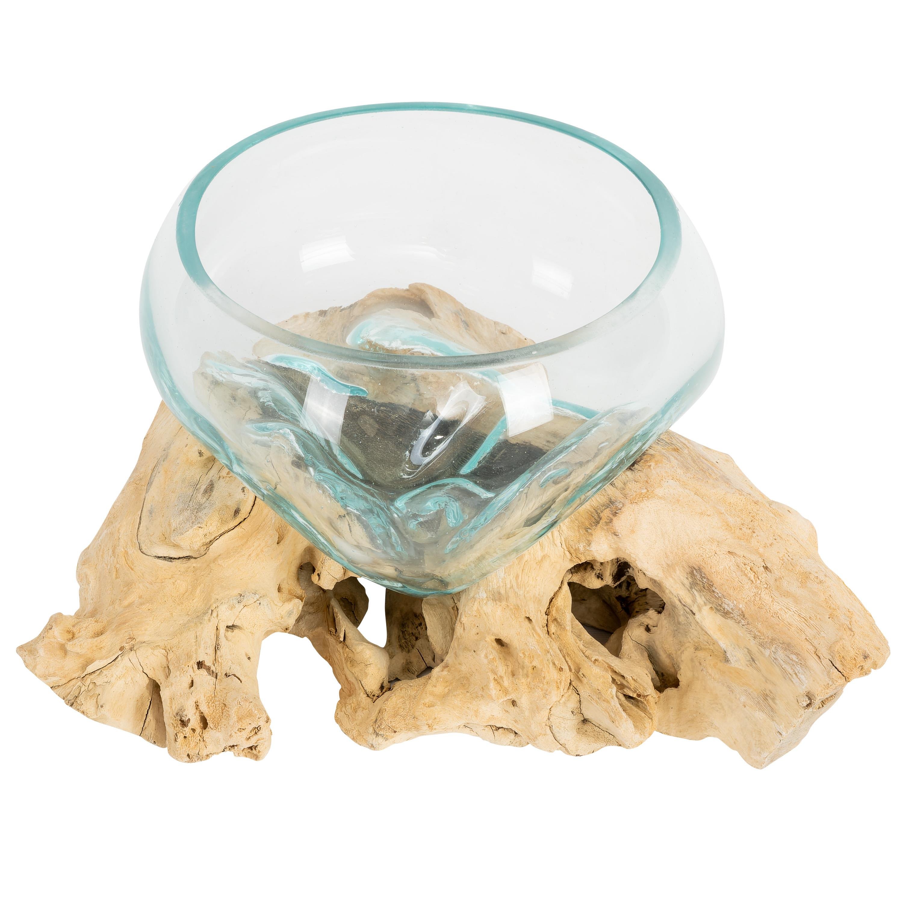 Vazo Ahşaba Cam Üfleme  Bowl 15 cm