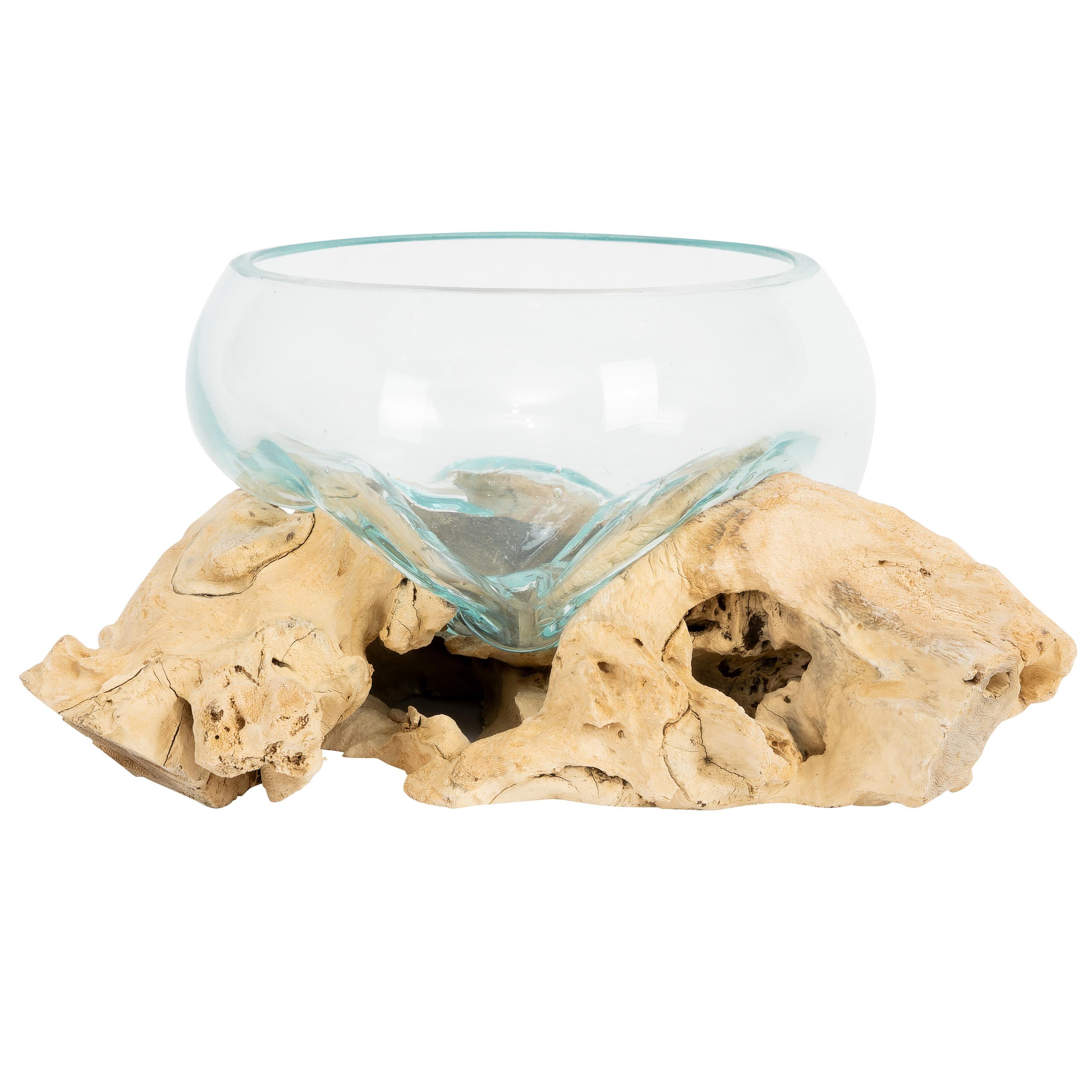 Vazo Ahşaba Cam Üfleme  Bowl 15 cm